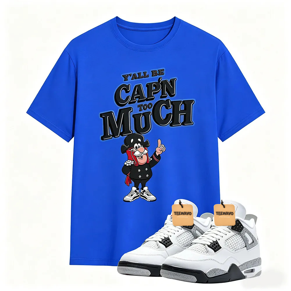 AJD 4 Retro White Cement Cap'n Too Much Sneaker T Shirt