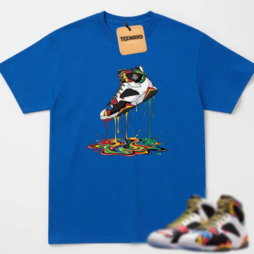 Rainbow Swirl Fluid Footwear Cartoon Print Casual T-Shirt