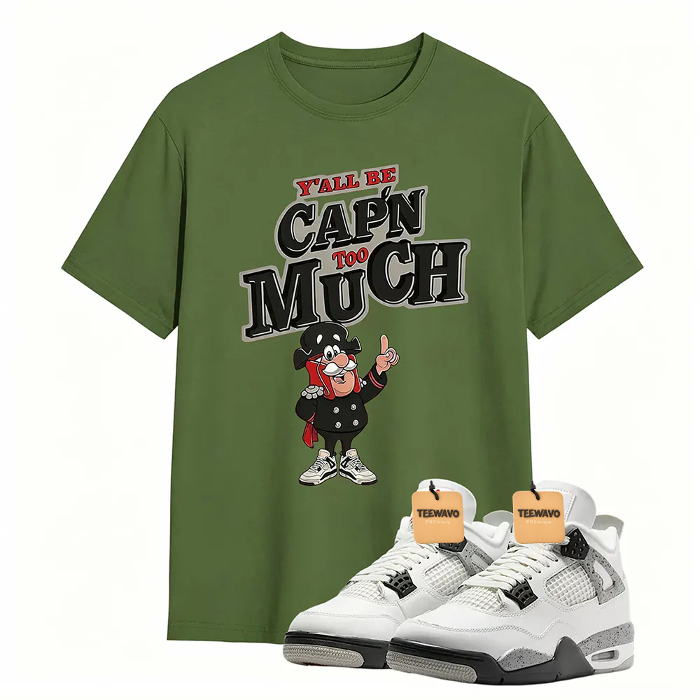 AJD 4 Retro White Cement Cap'n Too Much Sneaker T Shirt