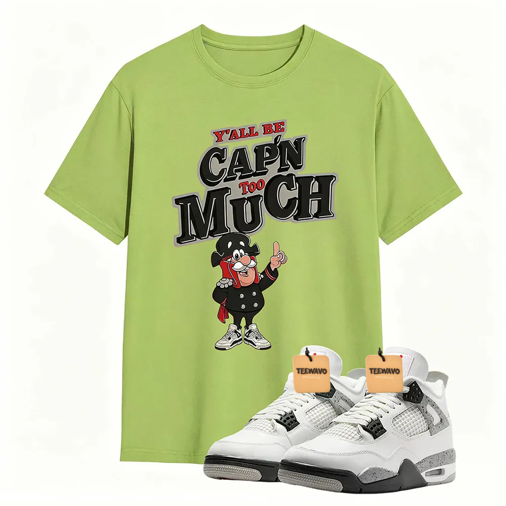 AJD 4 Retro White Cement Cap'n Too Much Sneaker T Shirt
