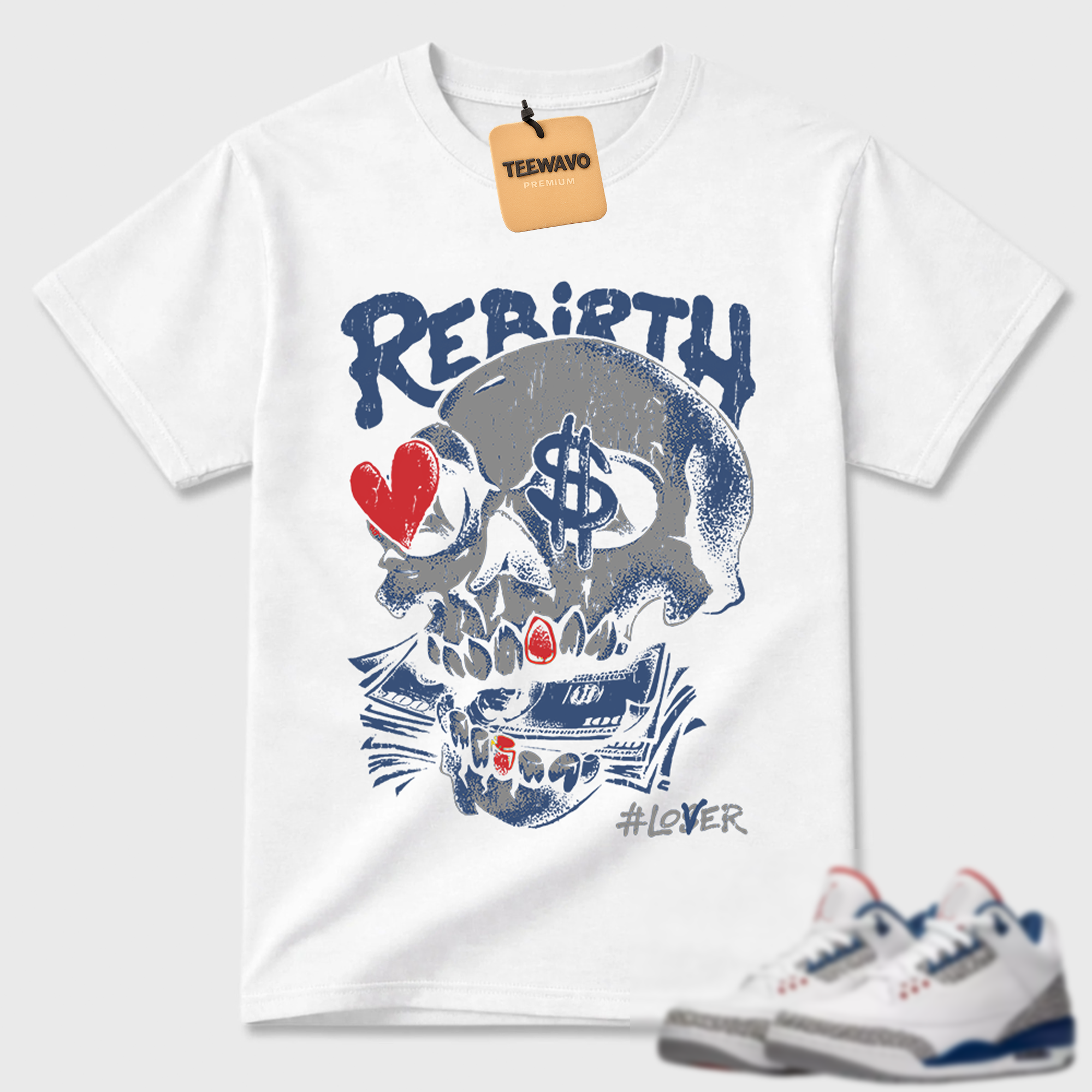 Rebirth Skull Money AJ 3 Graphic Tee