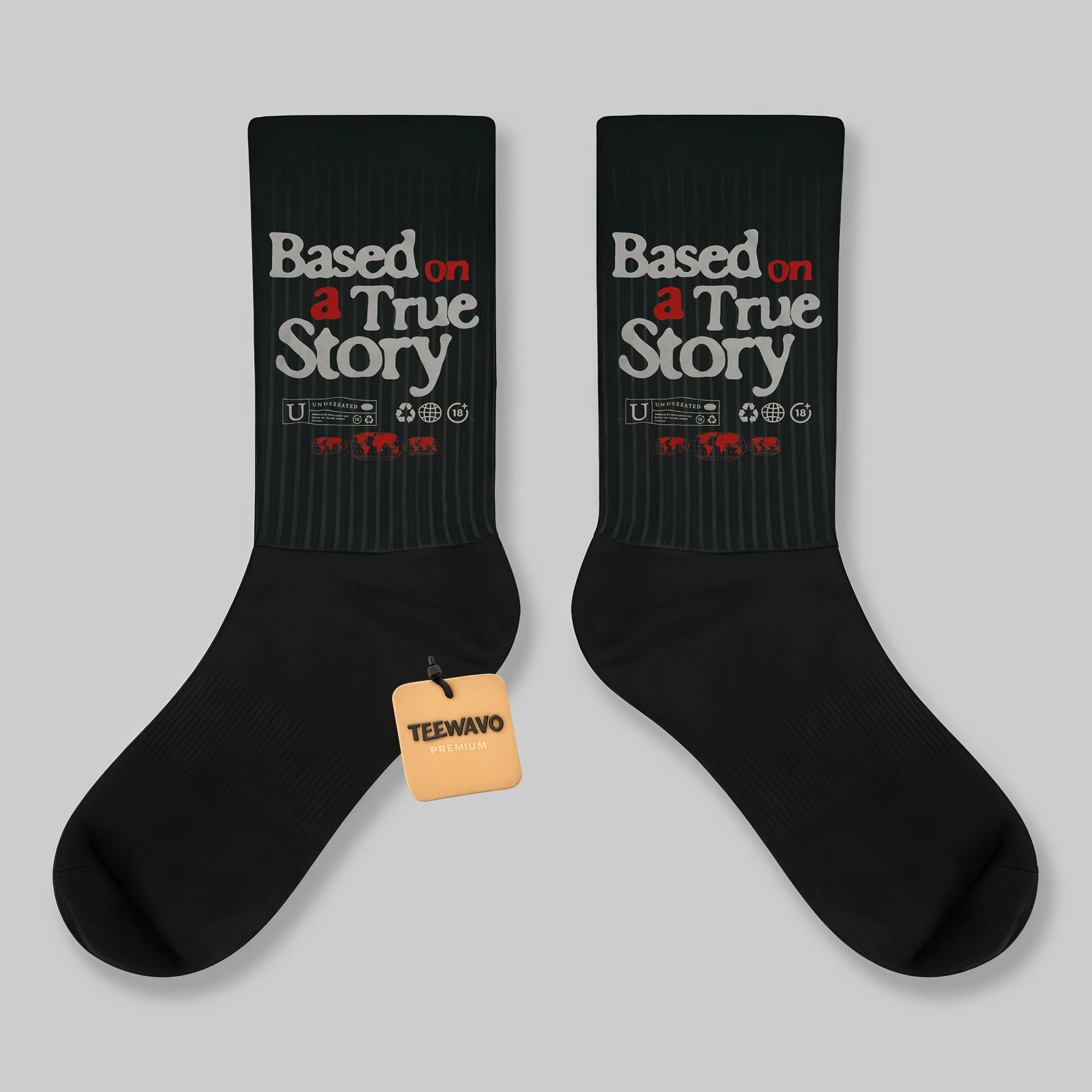 Crew Socks Based On A True Story Text Print