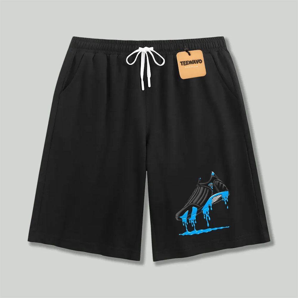 Unisex athletic shorts Black Blue Drip Sneaker