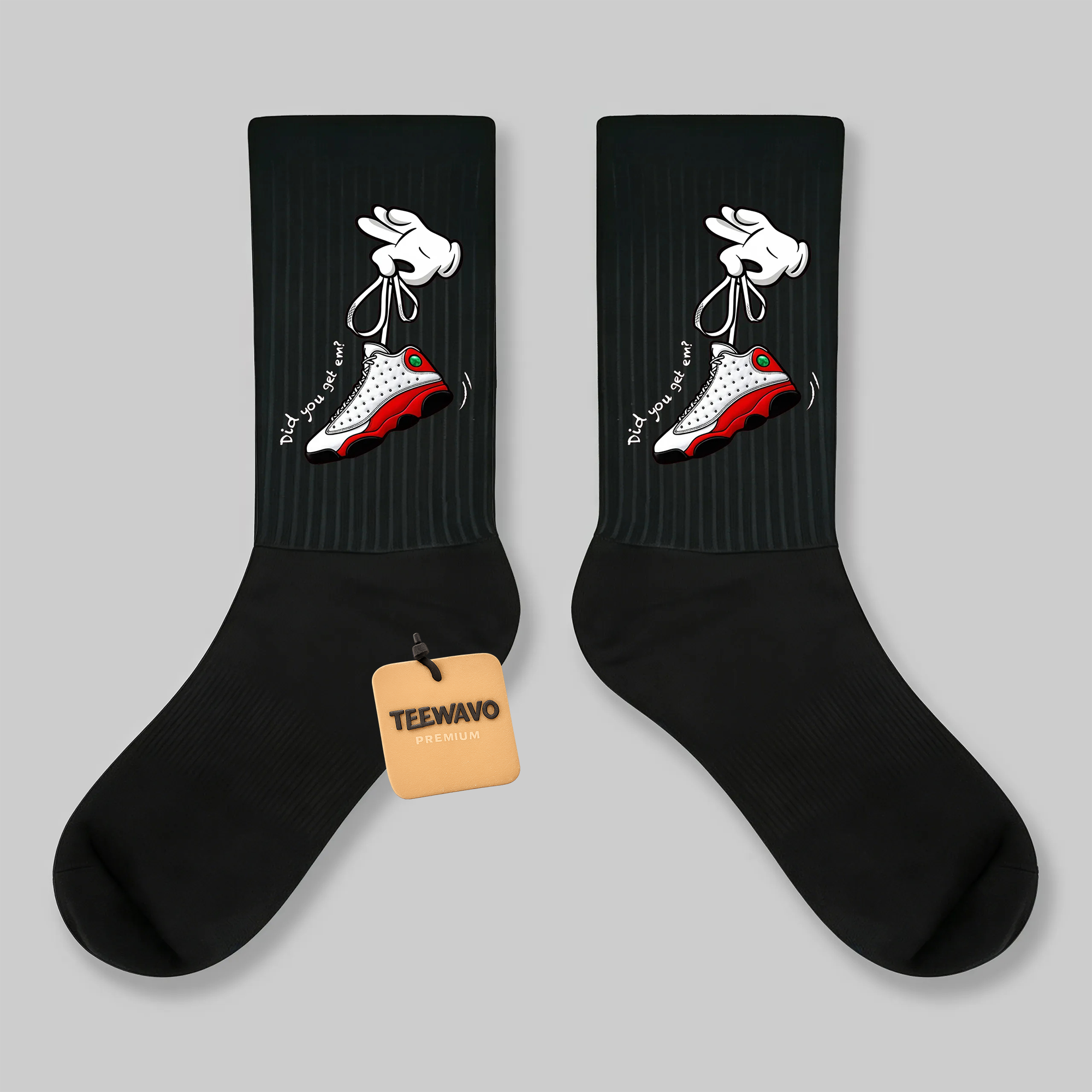 Crew Socks Cartoon Hand Tying Jordan 13 Print