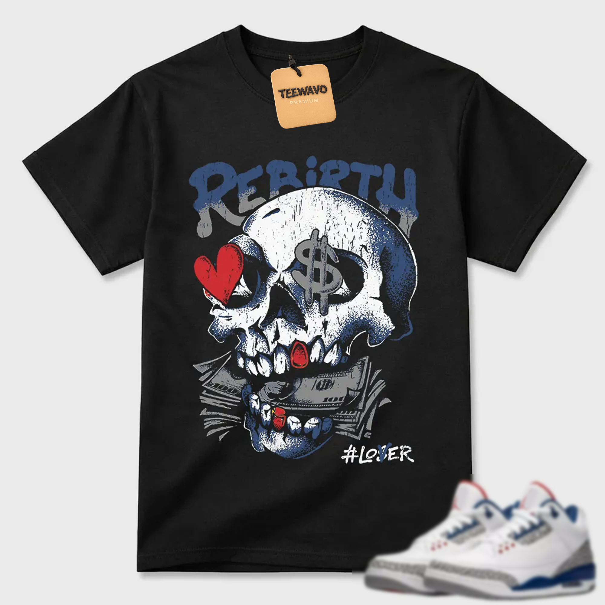 Rebirth Skull Money AJ 3 Graphic Tee