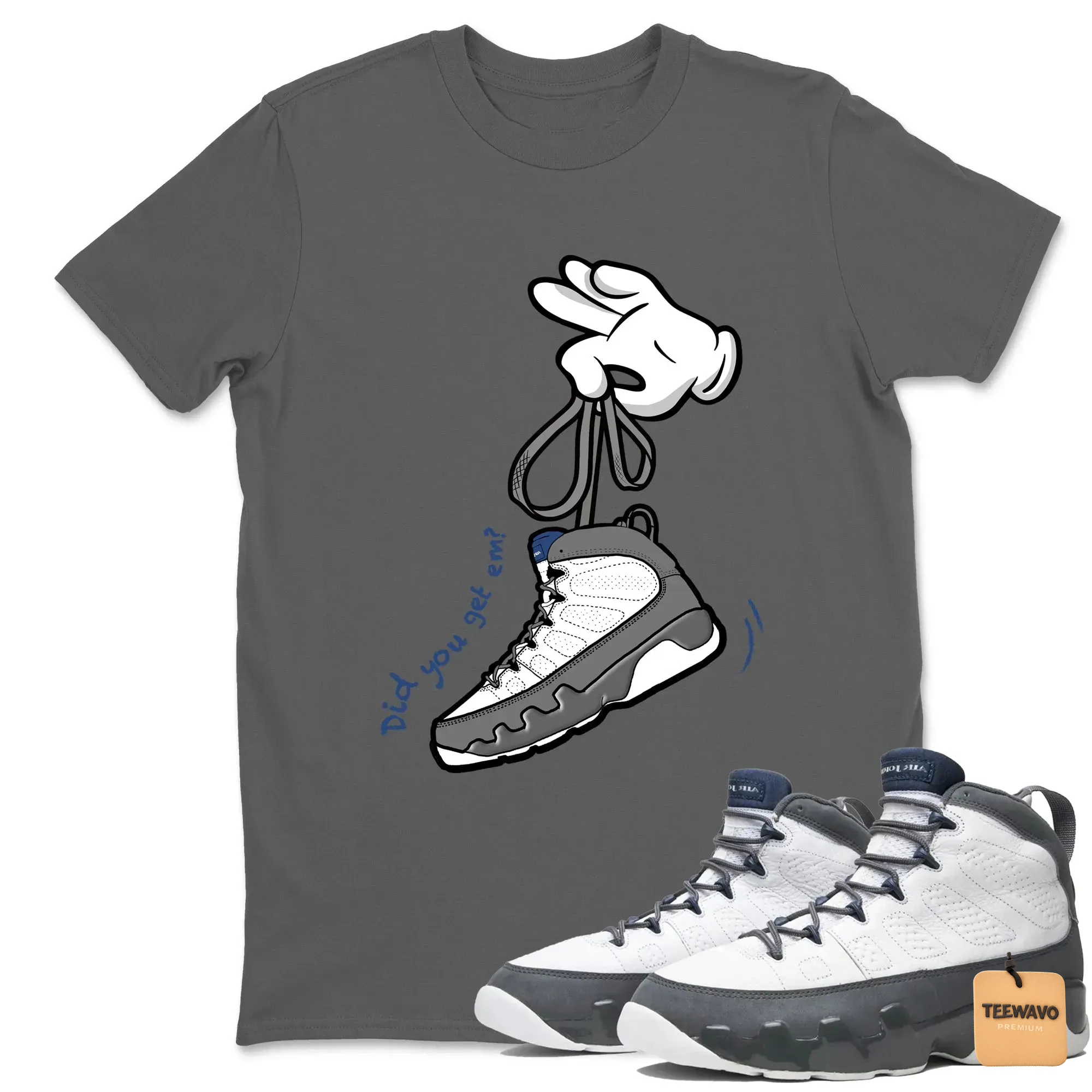 Cartoon Hands Sneaker Tees - Air Joordan 9 Flint Grey