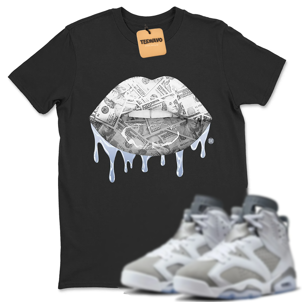 Money Lips Unisex Tops - AJ 6 Cool Grey