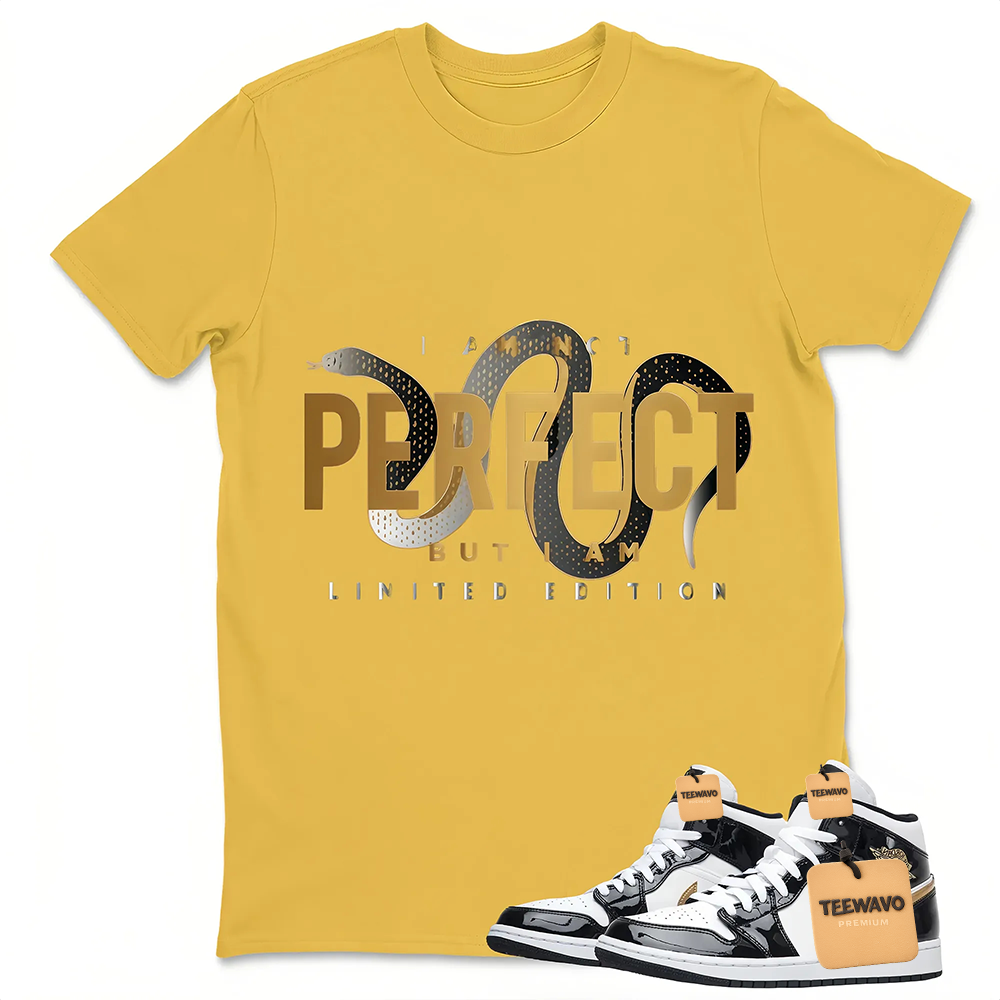 Joardan 1 Metallic gold Patent Black White Match T-shirt