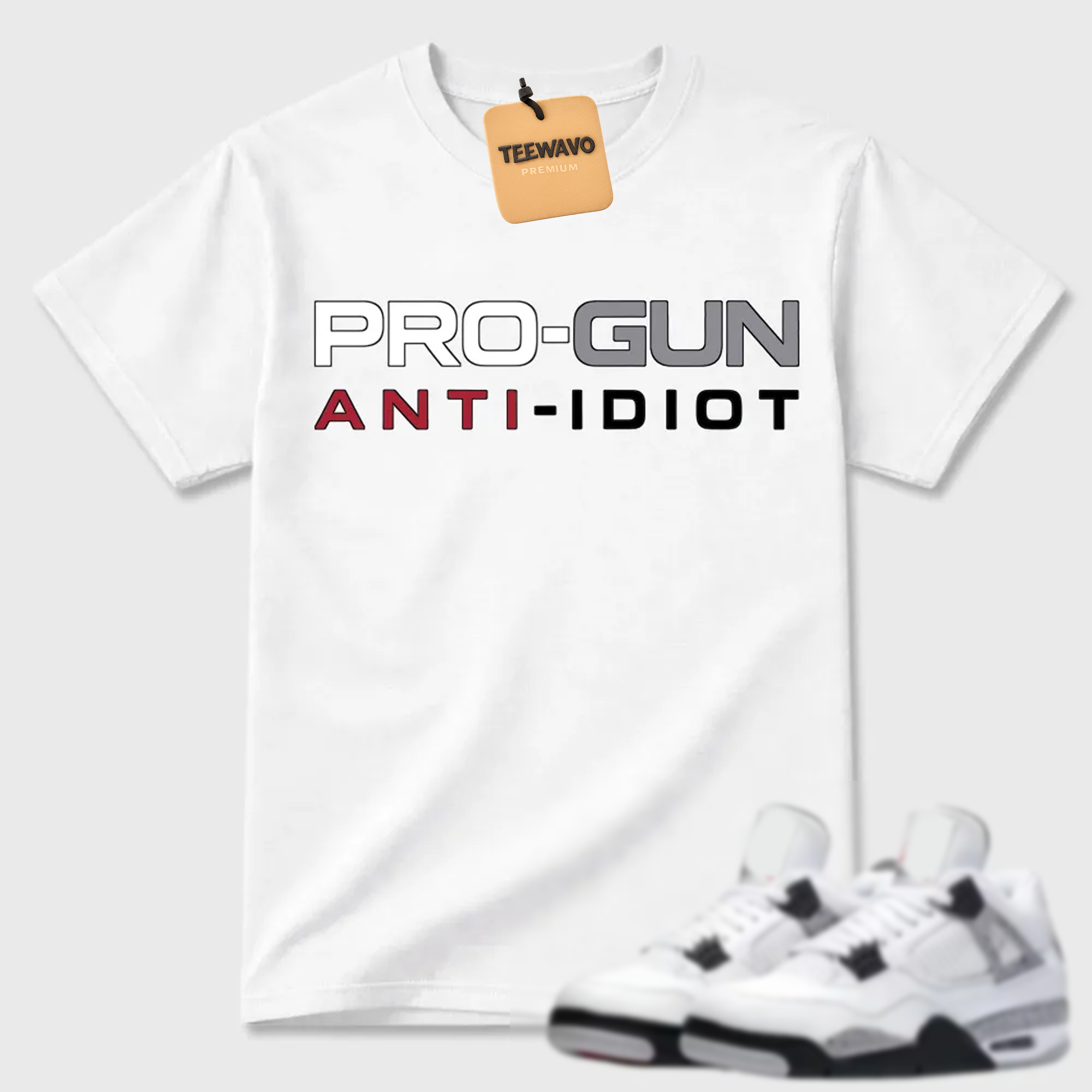 Pro-Gun Anti-Idiot Text AJ 4 Casual Tee