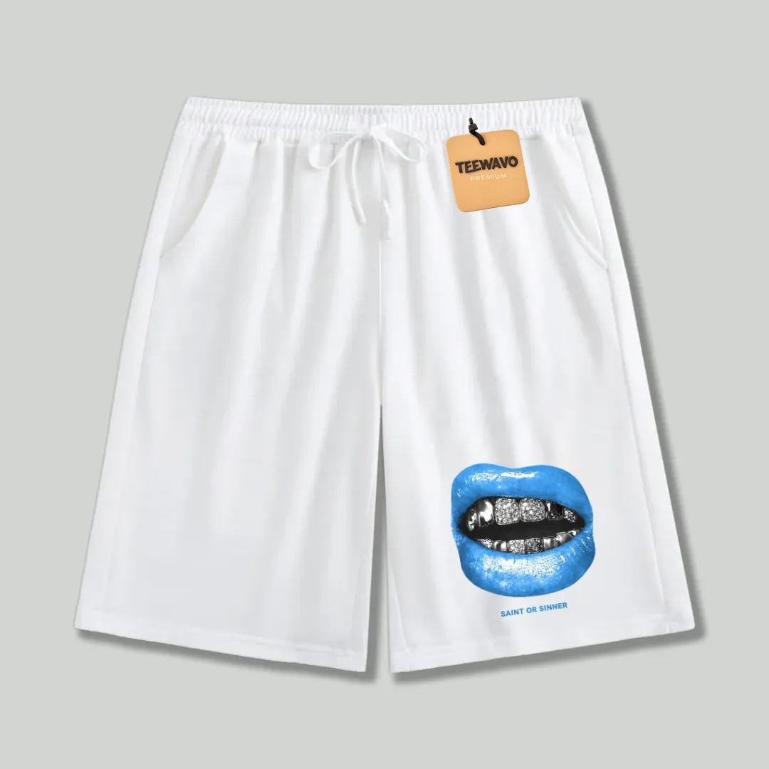 Unisex athletic shorts Diamond Grill Blue Lips Streetwear