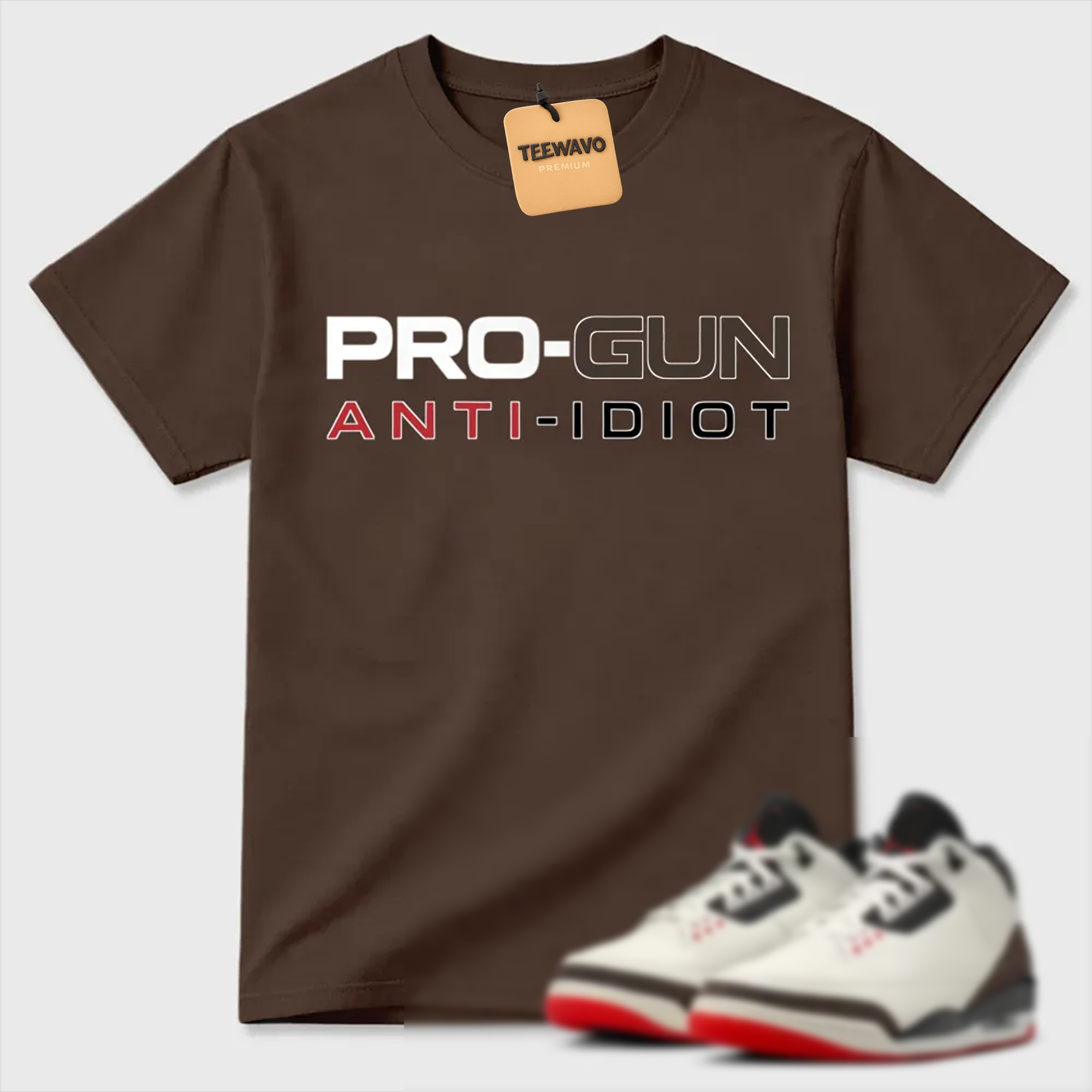 Pro-Gun Anti-Idiot Text AJ 3 Casual Tee