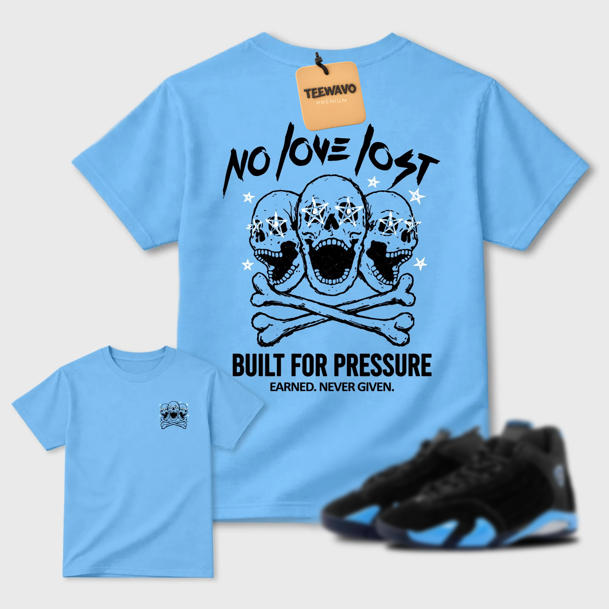 No Love Lost Sneaker Tees - AJ 14 University Blue