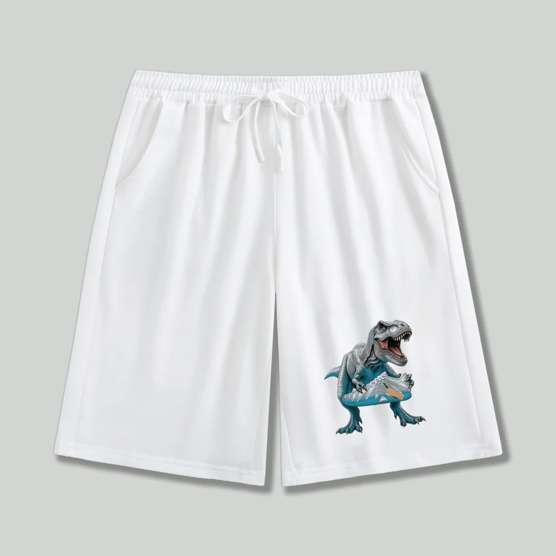 Unisex athletic shorts T-Rex With Blue Sneaker