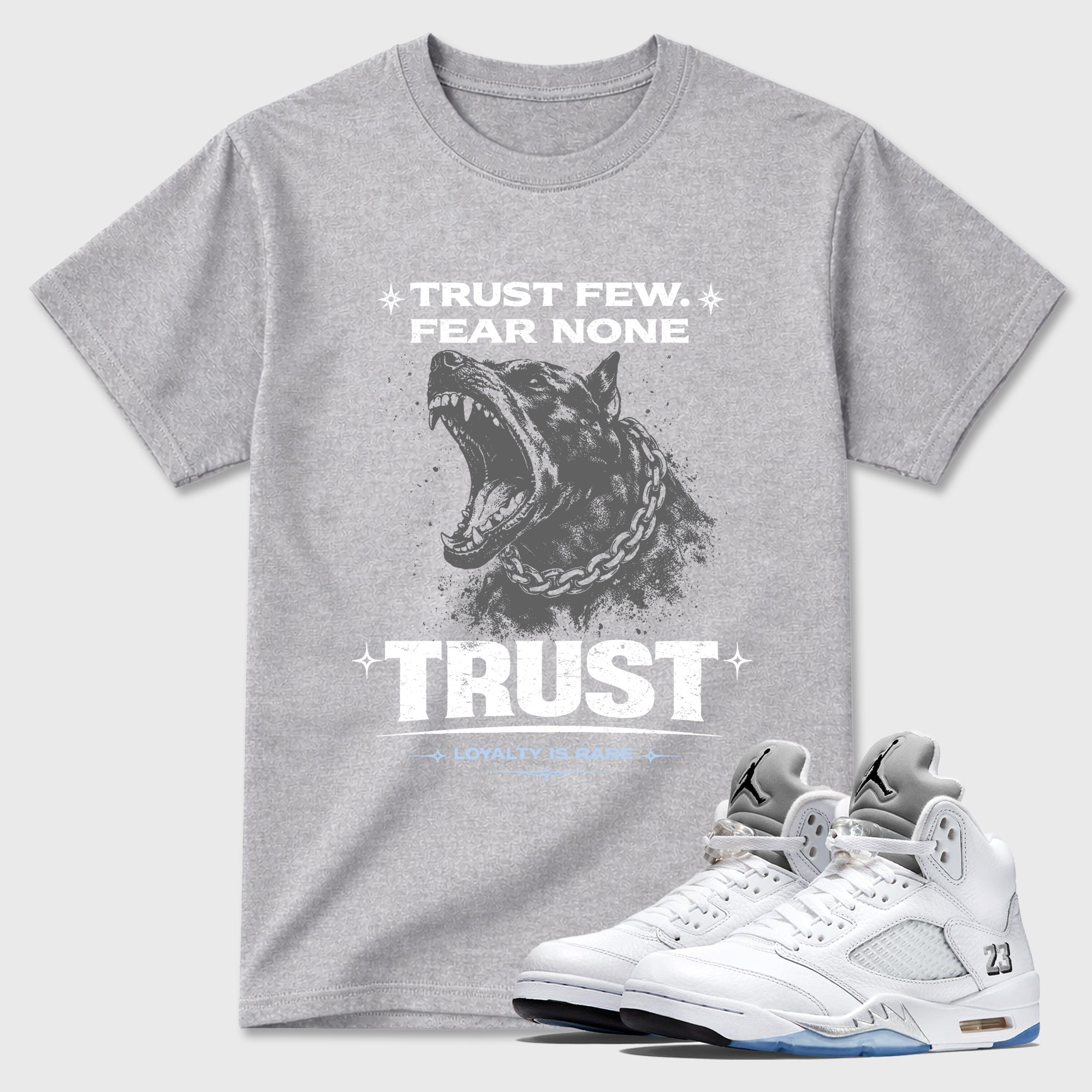 Royalty is Rare  Sneaker Tees - Air Jordan 5 White Metallic