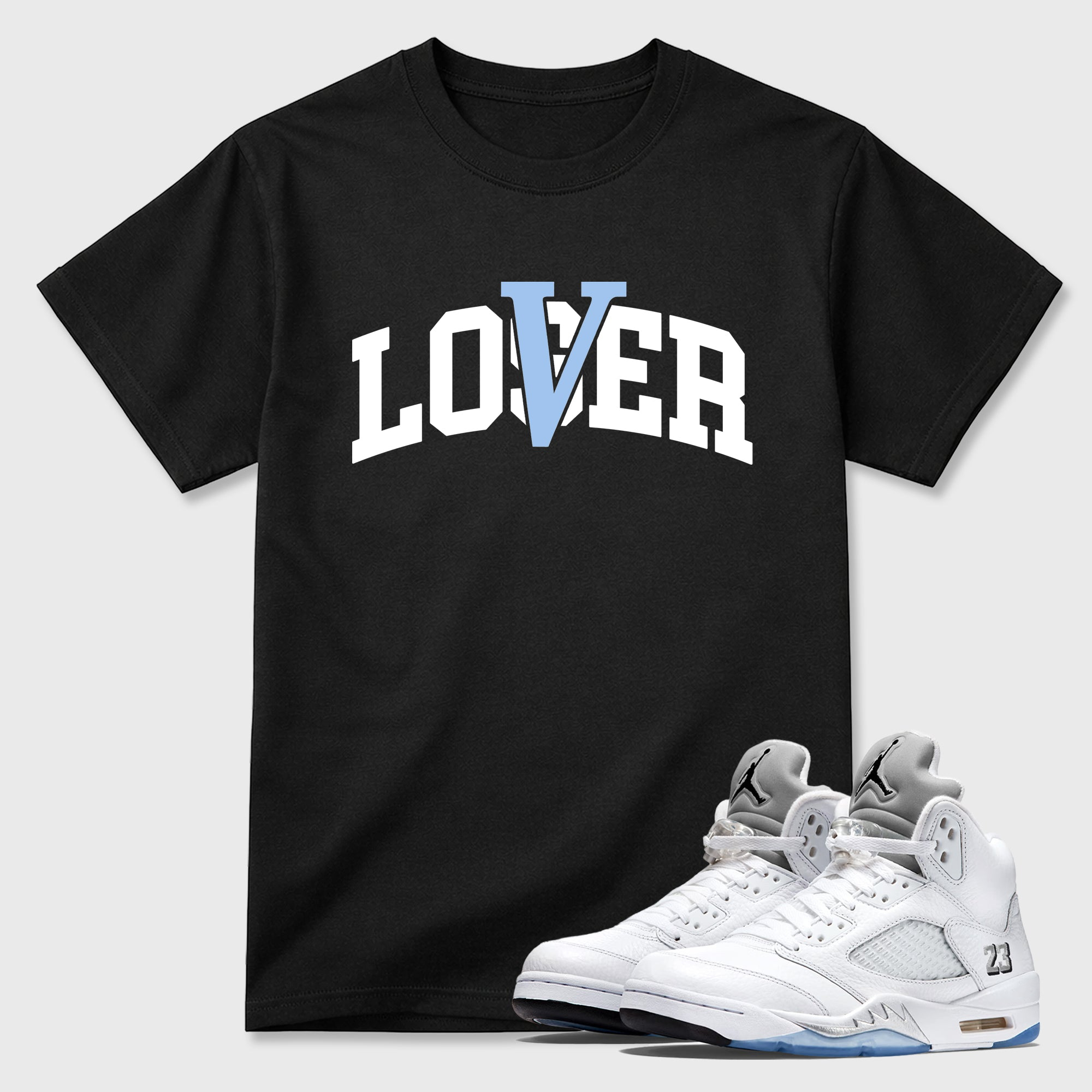 Varsity Loser Lover Sneaker Tees - Air Jordan 5 White Metallic