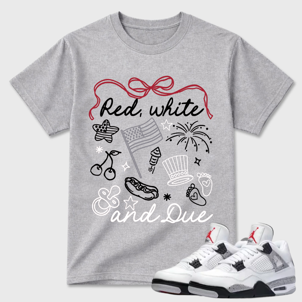 Red White And Due Patriotic Air Jordan 4 Doodle Tee