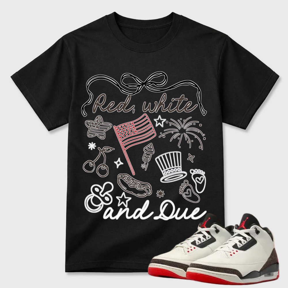Red White And Due Patriotic Air Jordan 3 Doodle Tee