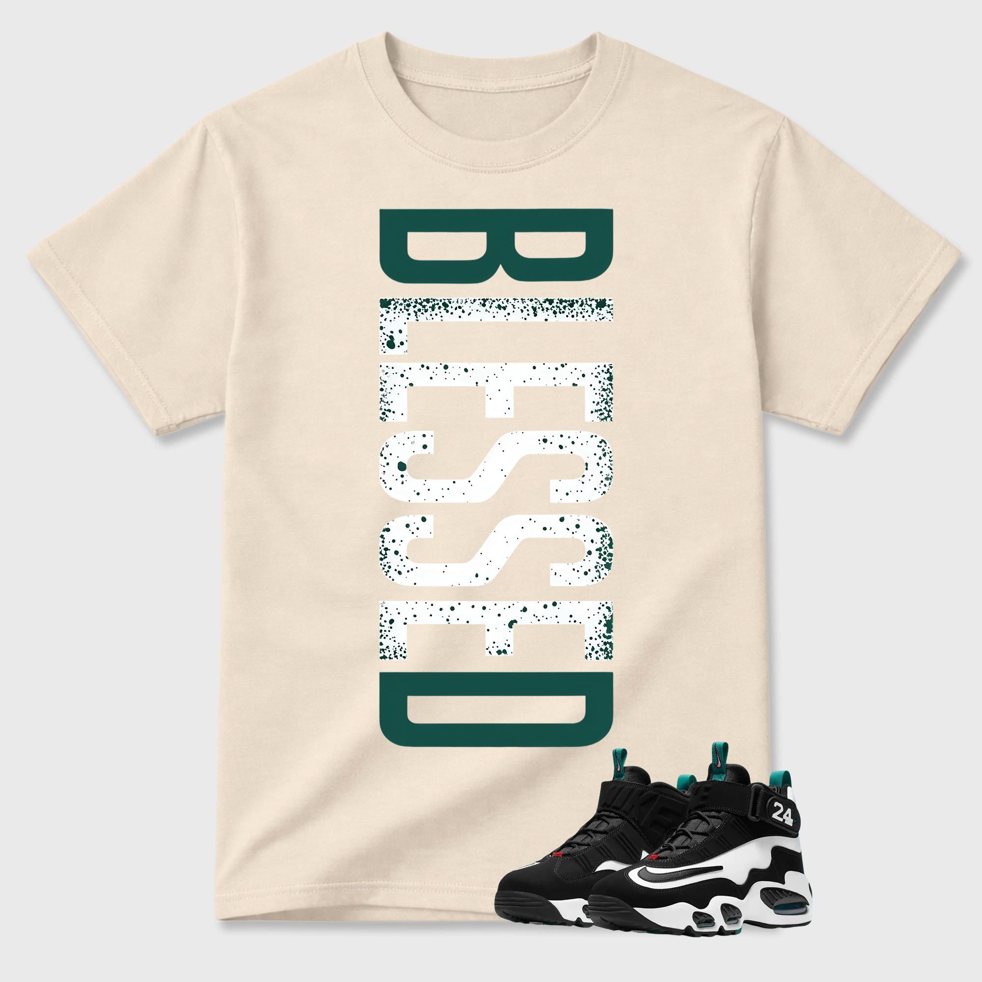 BLESSED!  Shirt To Match Griffey Max 1 White and Fresh Water
