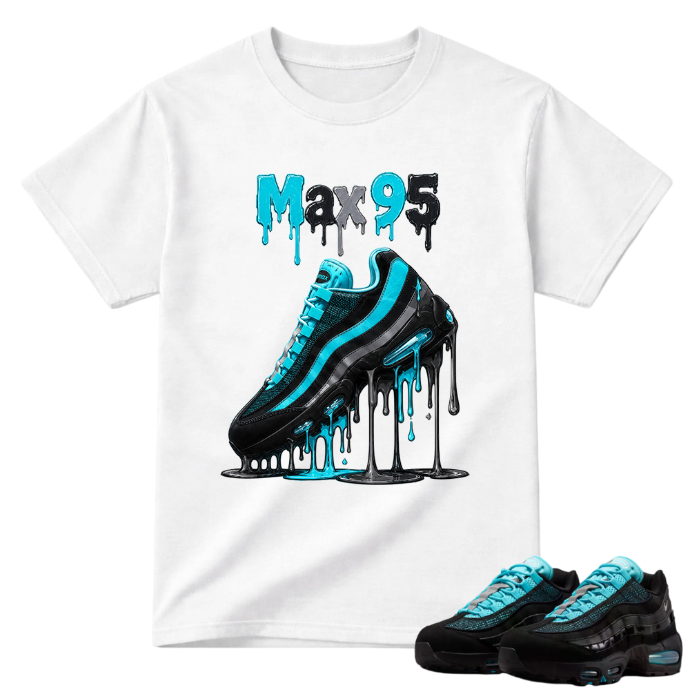 Max 95 Drip Graphic Tee – Aqua Black Sneaker Match Shirt