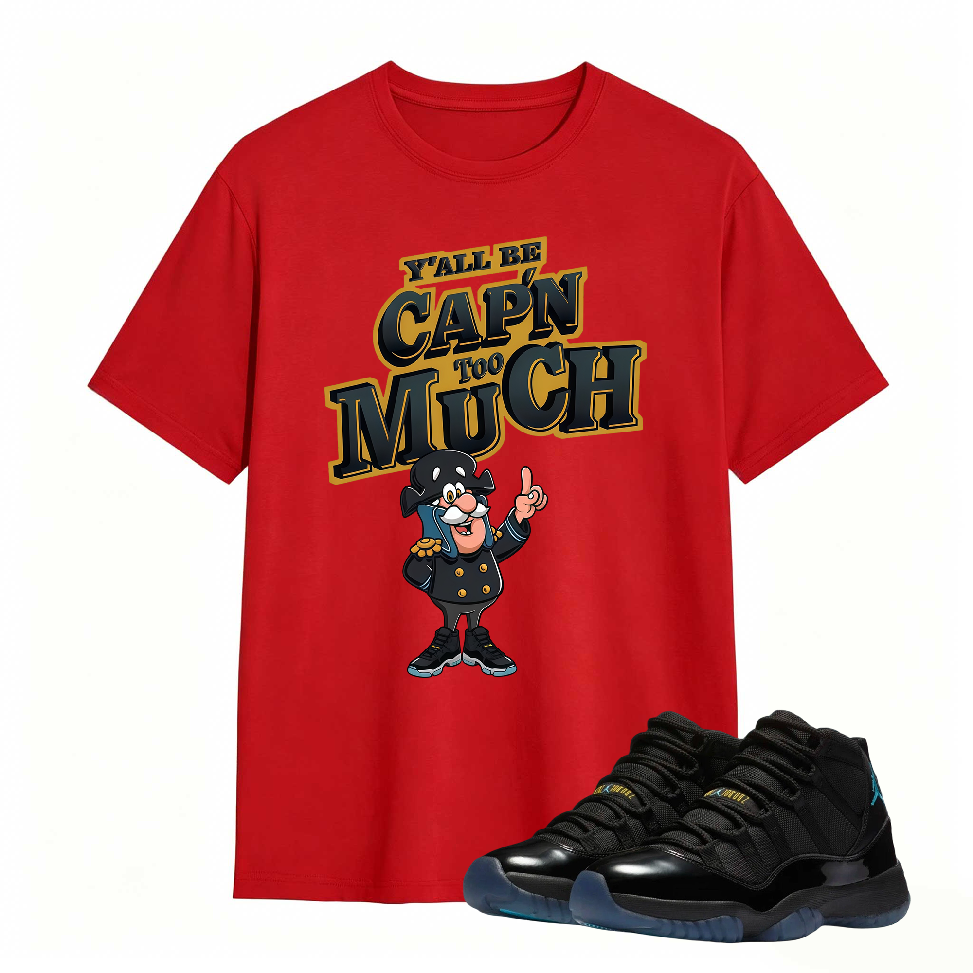CAP'N MUCH T-Shirt To Match Jordan 11 Gamma
