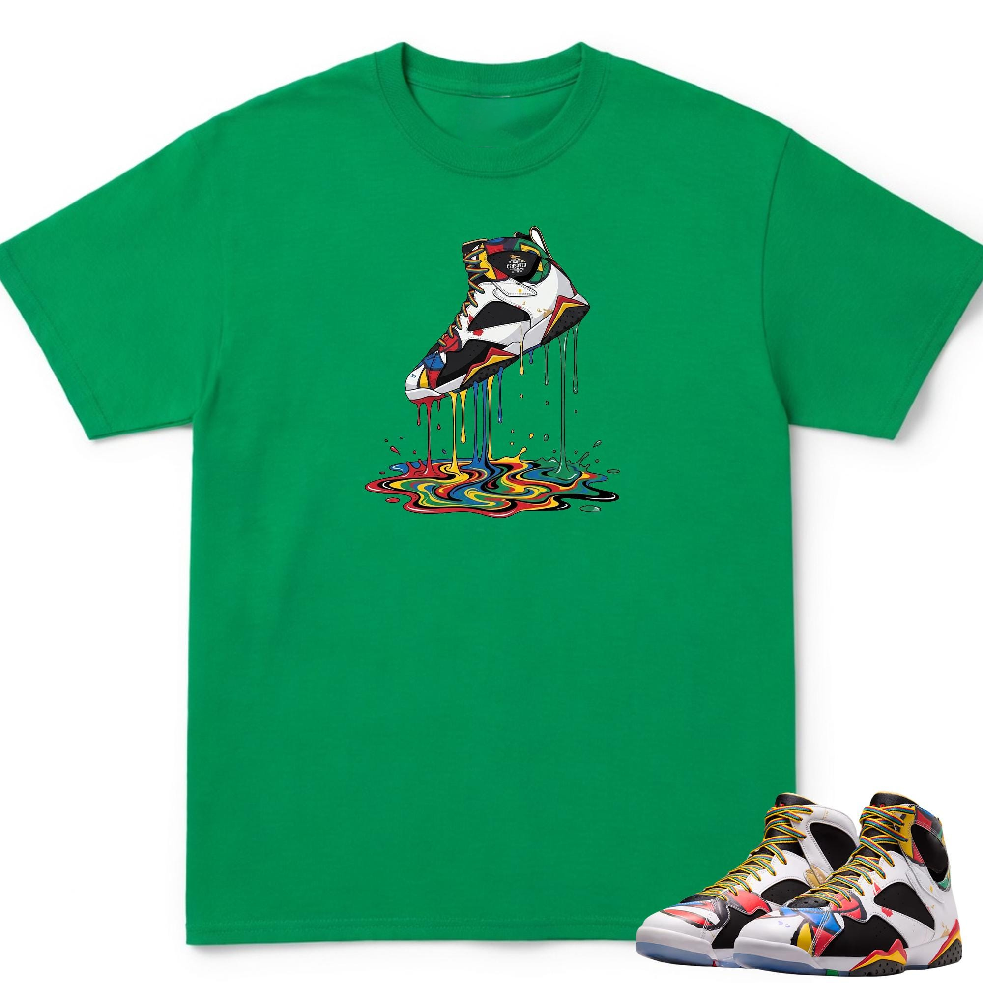 Rainbow Swirl Fluid Footwear Cartoon Print Casual T-Shirt