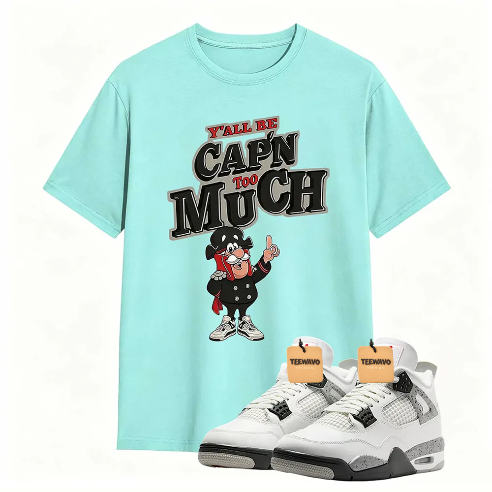 AJD 4 Retro White Cement Cap'n Too Much Sneaker T Shirt