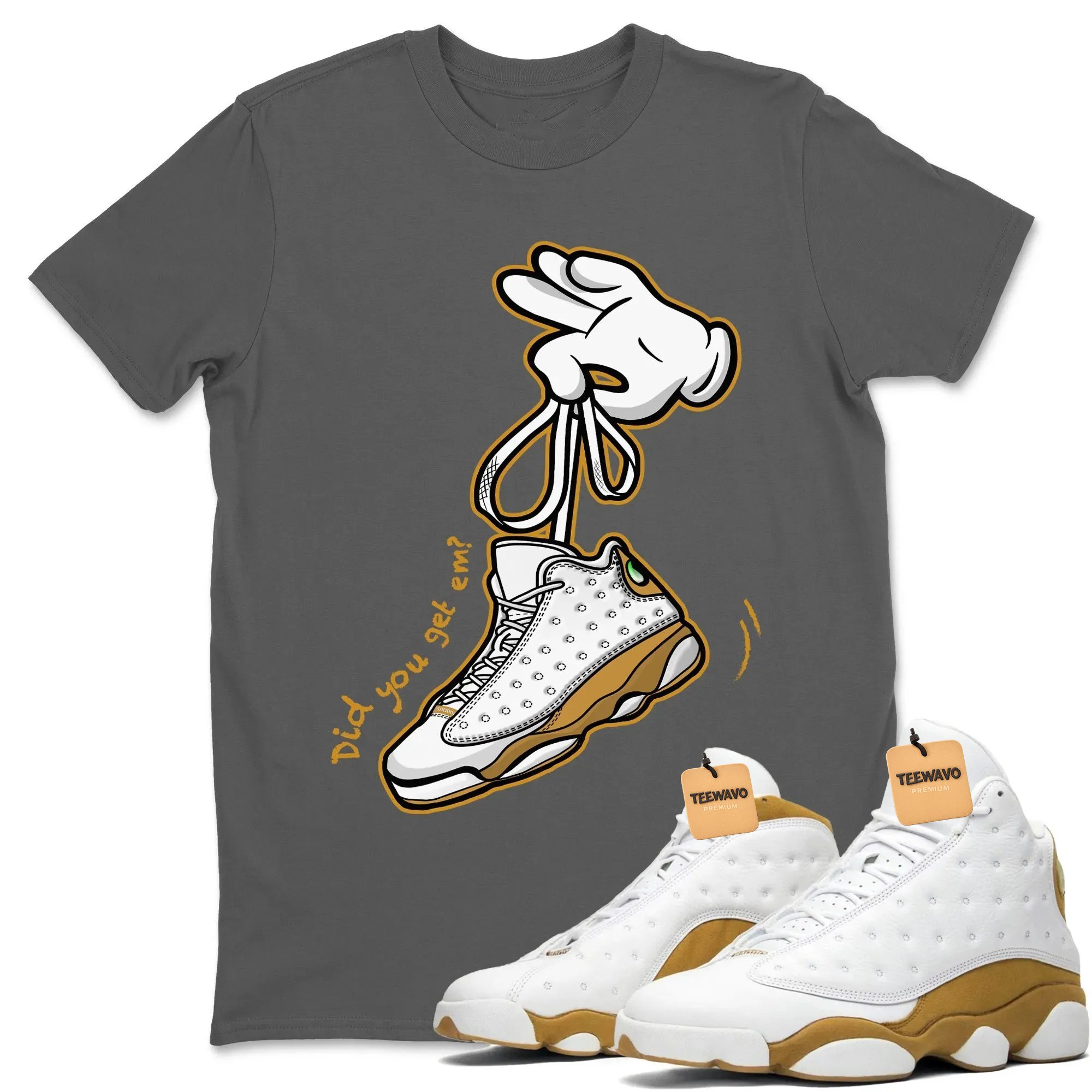 Cartoon Hands Unisex Tops - Air Joardan 13 Wheat