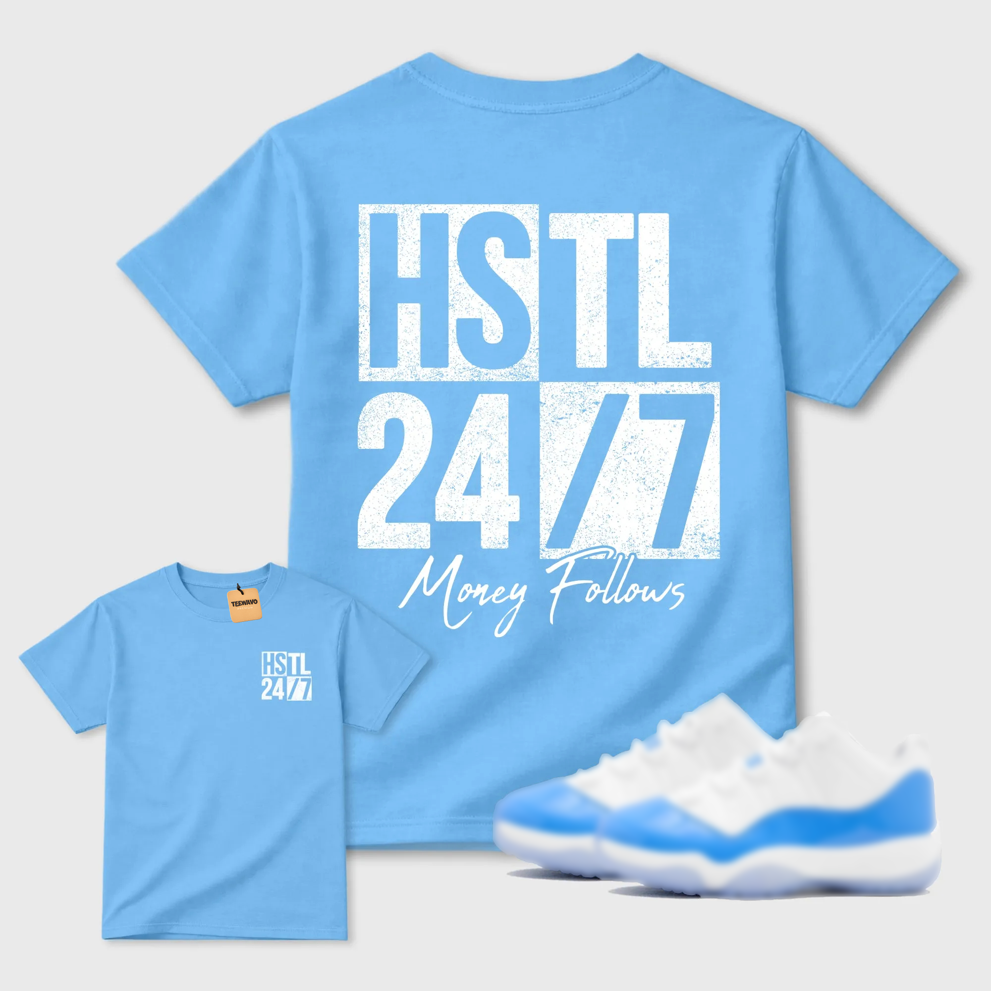 Hustle 247 Sneaker Tees - AJD 11 University Blue