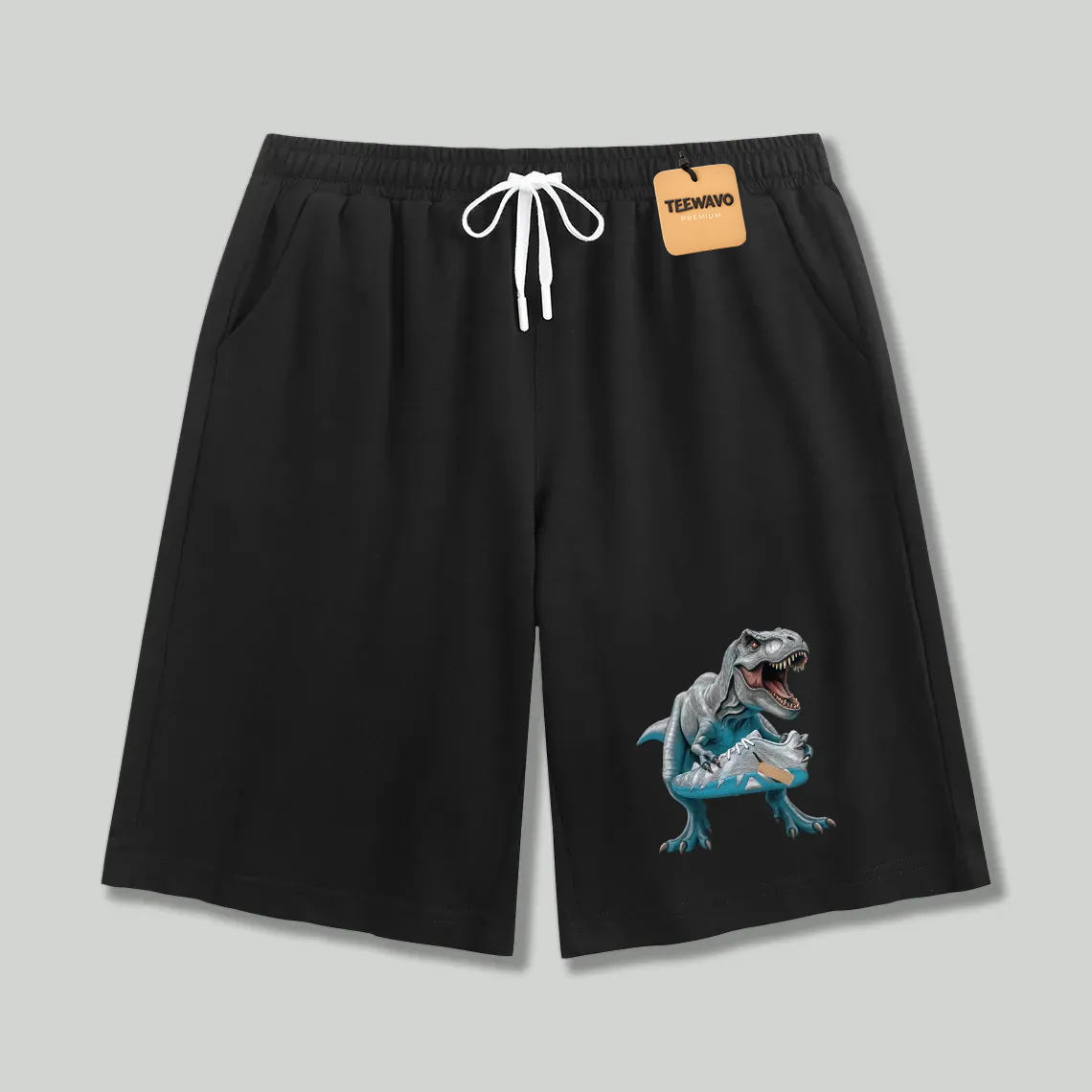 Unisex athletic shorts T-Rex With Blue Sneaker
