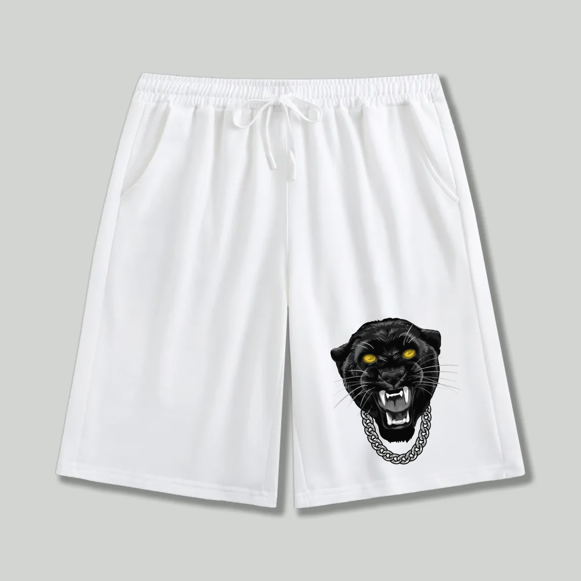 Unisex athletic shorts Black Panther With Gold Chain Graphic Print