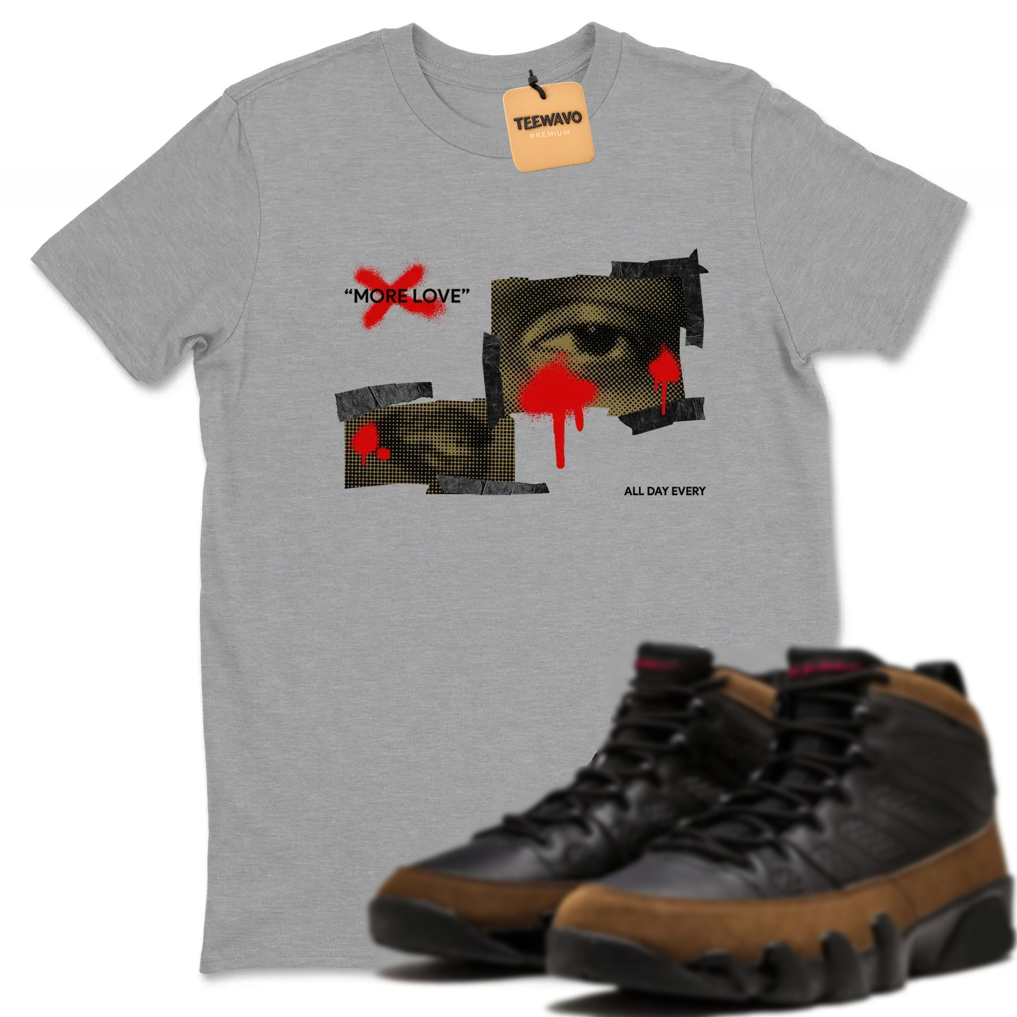 More Love TEEWAVO Sneaker Tees - AJD 9 Olive