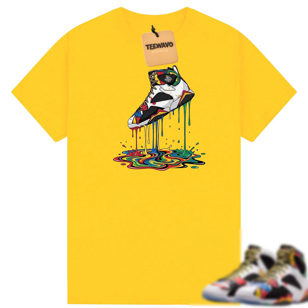 Rainbow Swirl Fluid Footwear Cartoon Print Casual T-Shirt