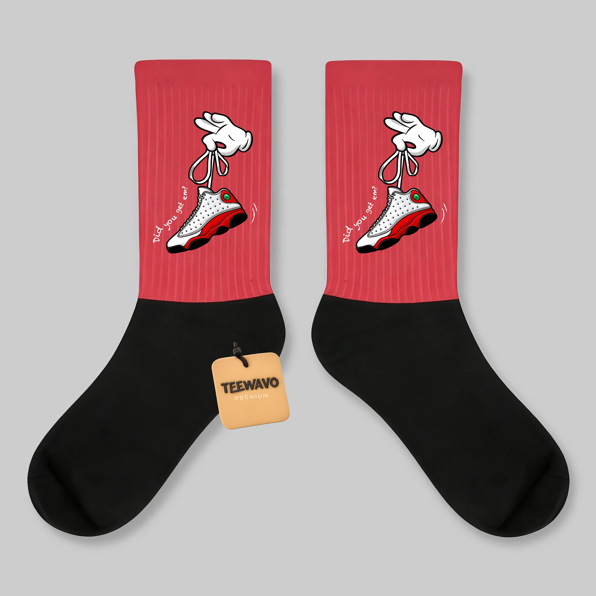 Crew Socks Cartoon Hand Tying Jordan 13 Print