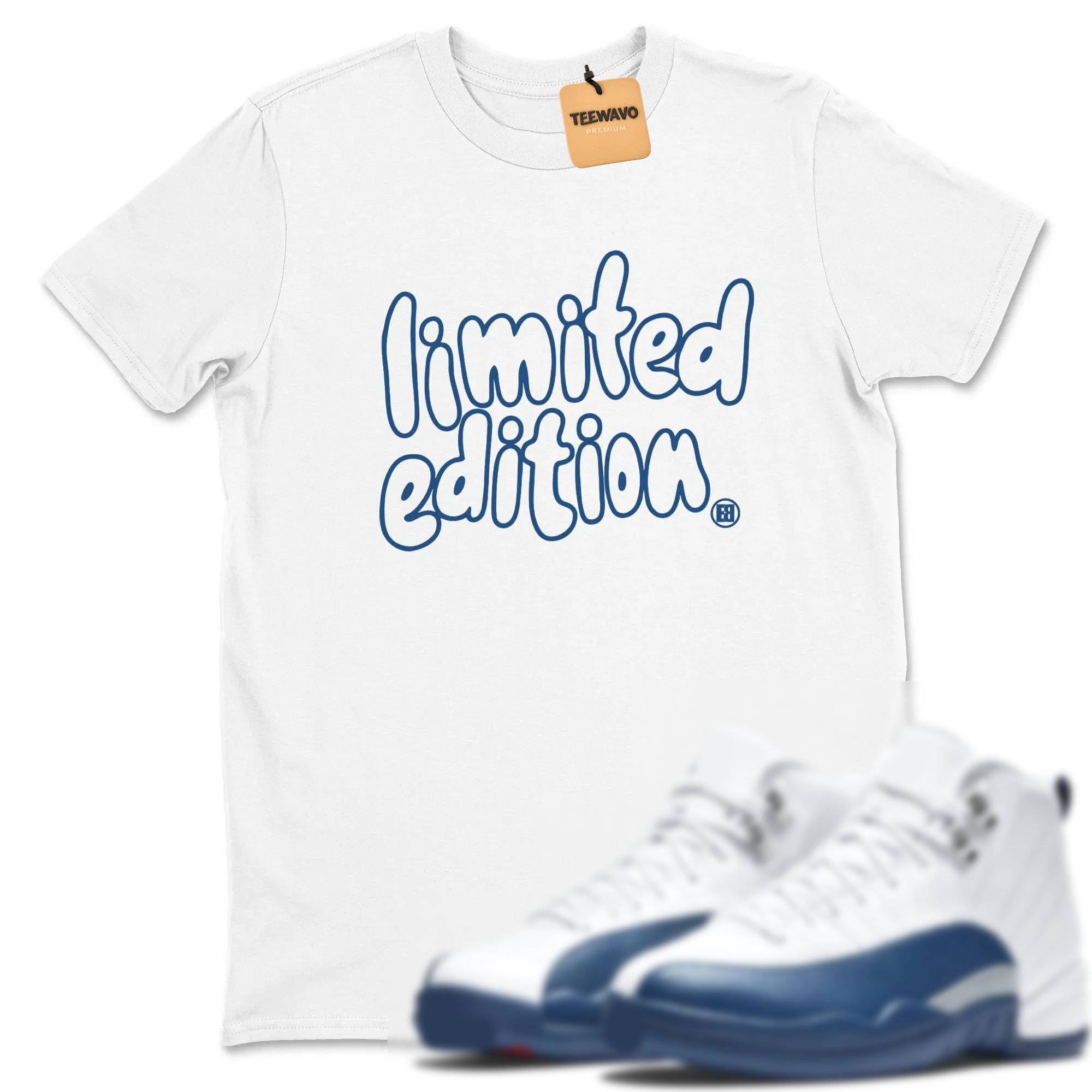 Limited Edition TEEWAVO Sneaker Tees - AJ 12 French Blue