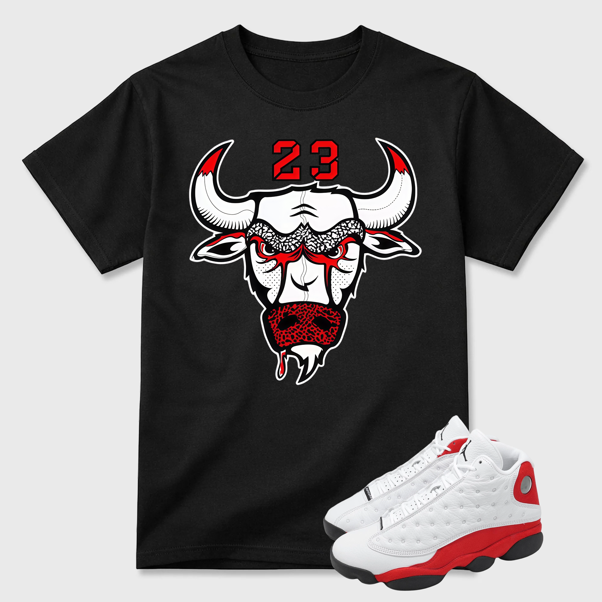 Shirt to Match Air Jordan 13 Chicago Sneakers Bull23 White Tee