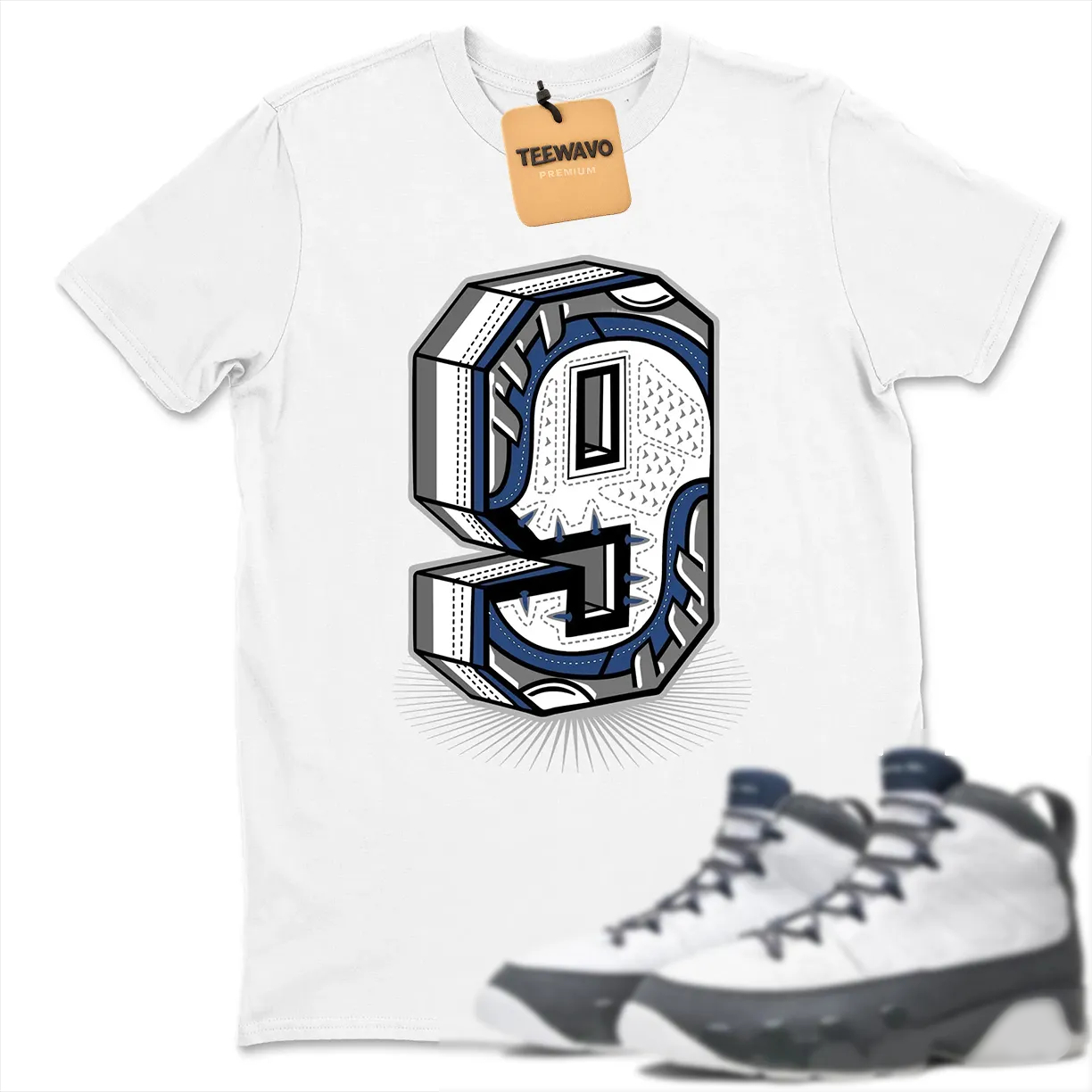 Number Statue  Sneaker Tees - AJD 9 Flint Grey