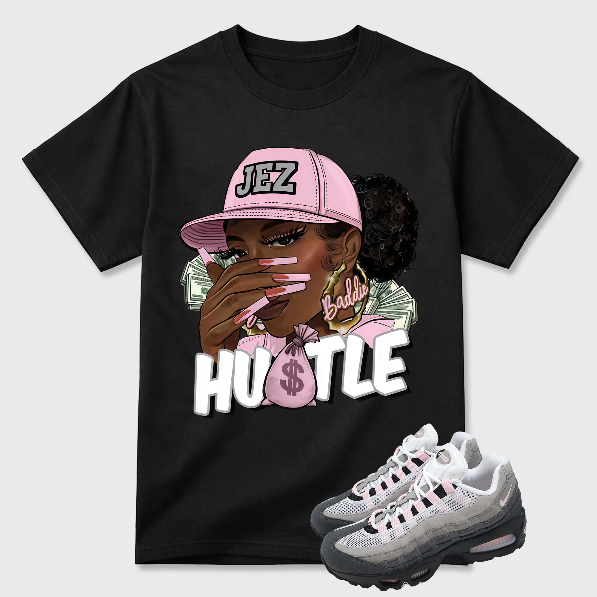 Classic 95 Pink Foam Shirt, AM95 Match Tee, BADDIE HUSTLE Tshirt