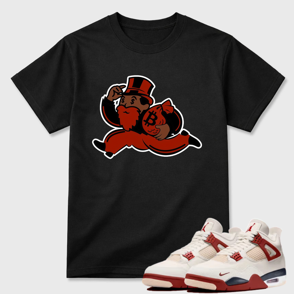 Black Uncle Pennybags With Bitcoin Bag AJ4 Matching Tee