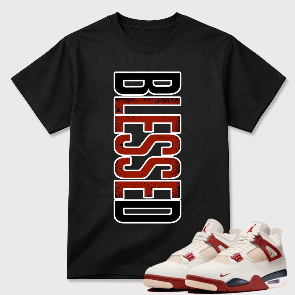 Vertical "BLESSED" Text AJ4 Pairing Tee