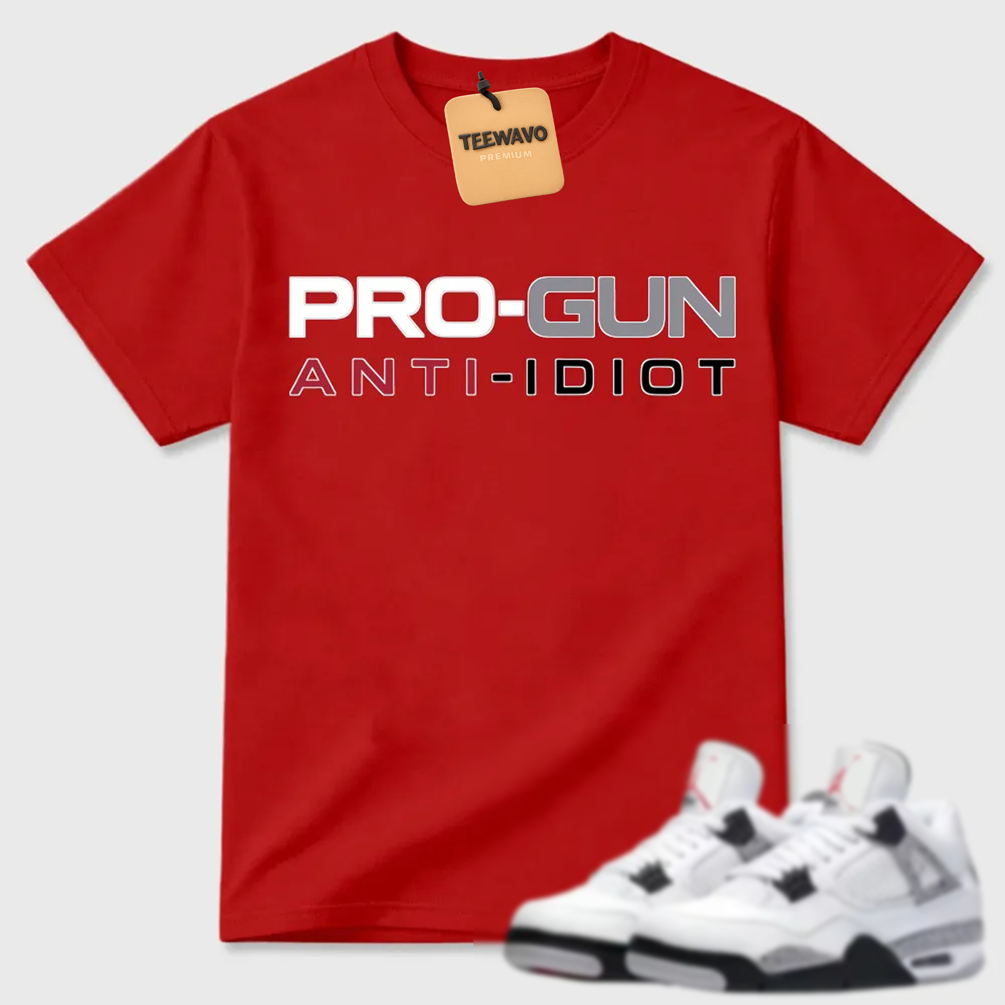 Pro-Gun Anti-Idiot Text AJ 4 Casual Tee