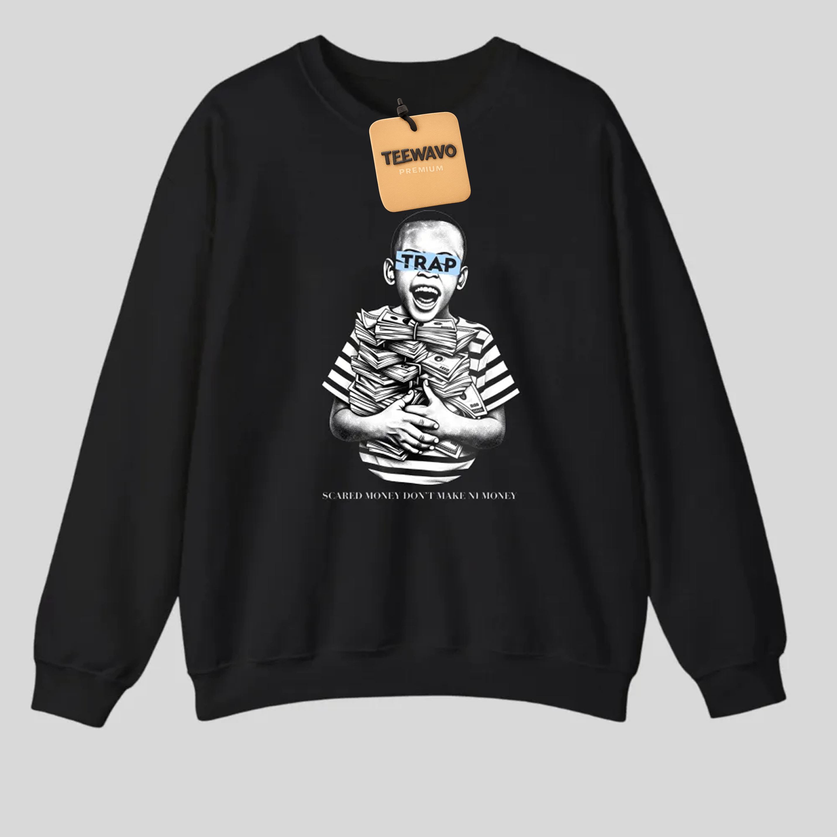 Trap Boy With Money Stack And Text tshirt 100% cotton