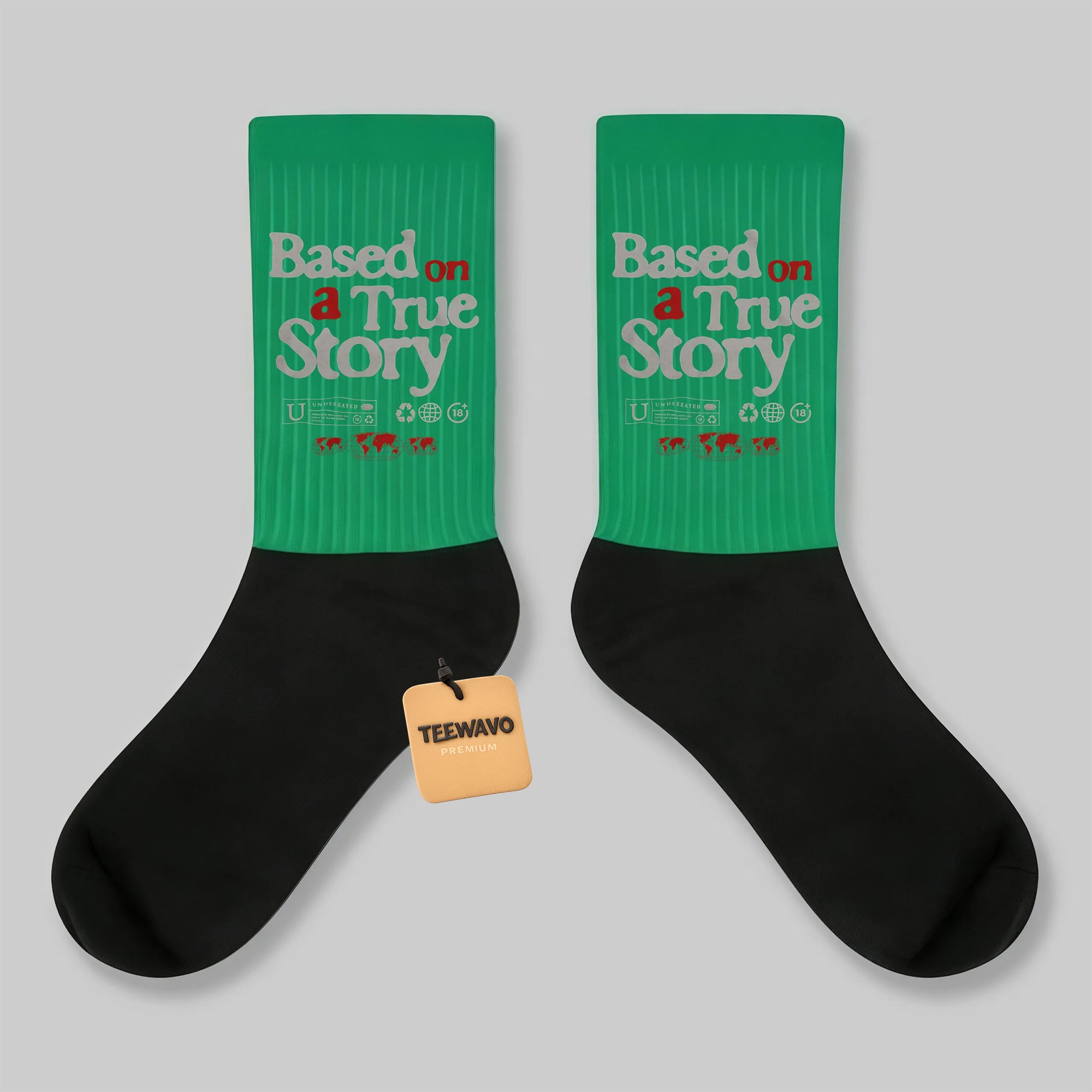 Crew Socks Based On A True Story Text Print