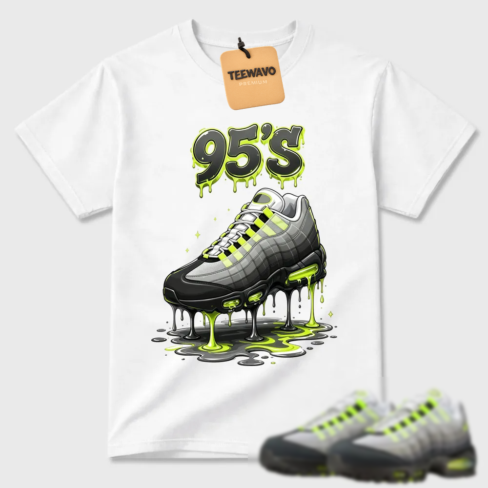 95s Sneaker Drip Graphic Streetwear Cotton T-Shirt