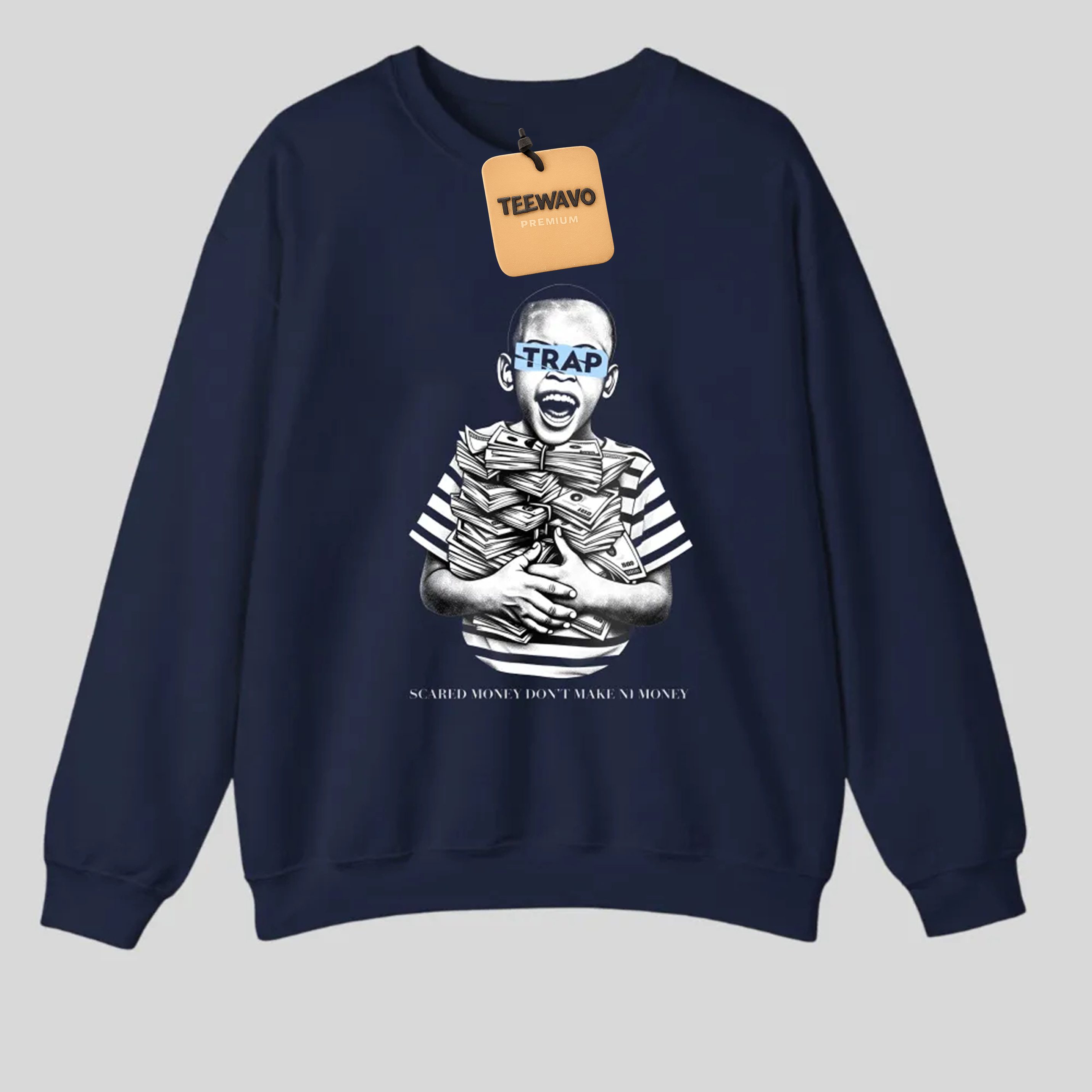 Trap Boy With Money Stack And Text tshirt 100% cotton