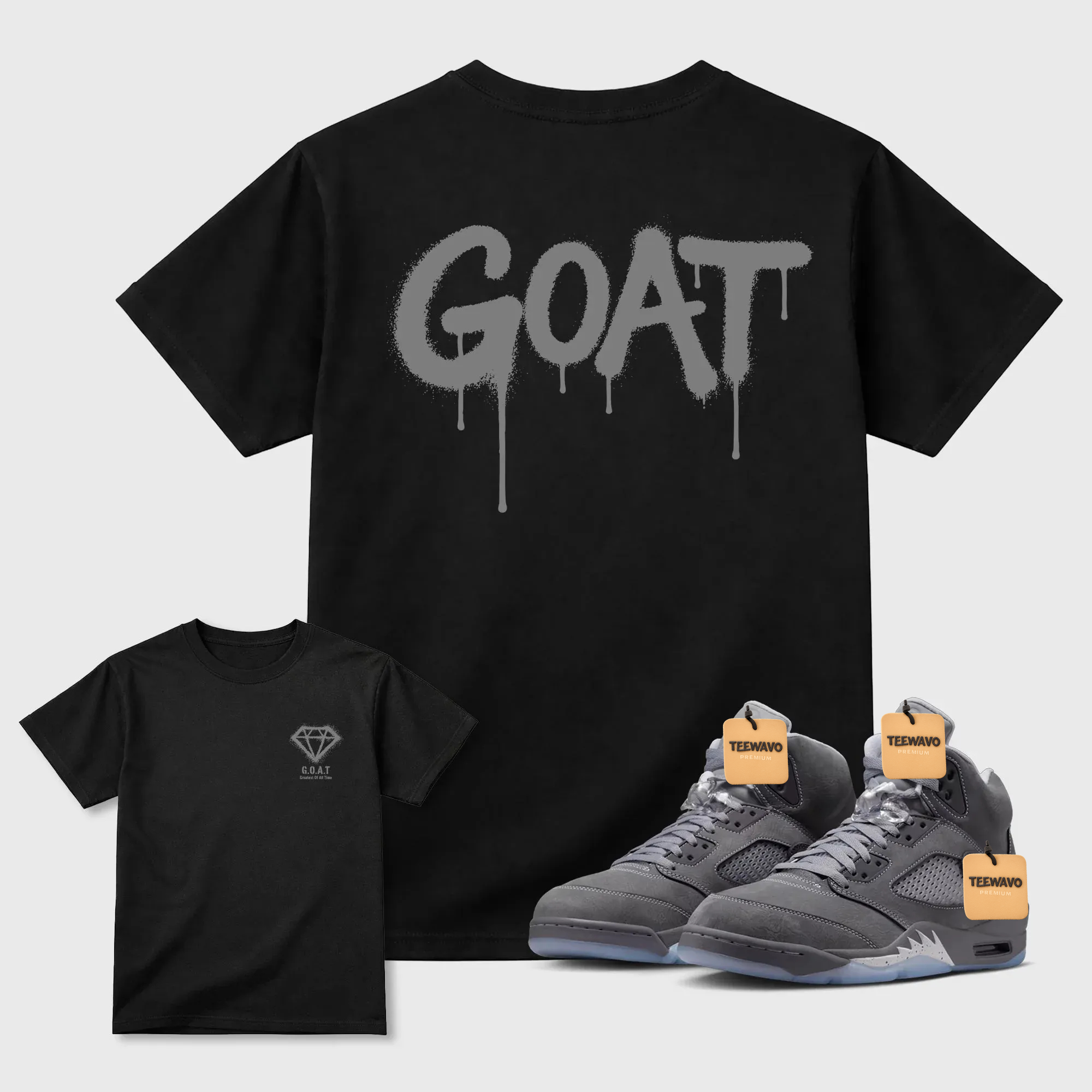 Diamond Goat TEEWAVO Sneaker Tees - Air Jordan 5 Wolf Grey