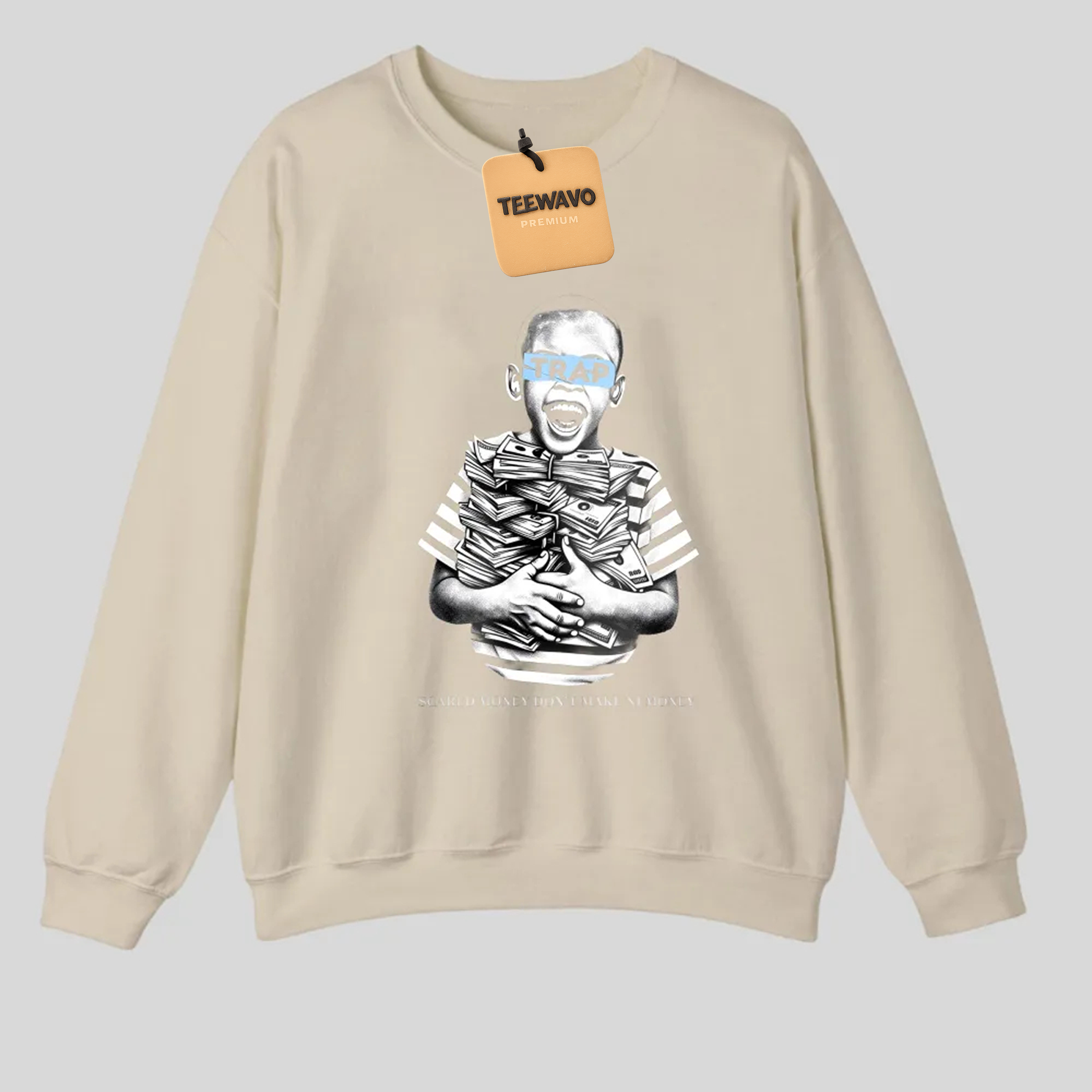 Trap Boy With Money Stack And Text tshirt 100% cotton
