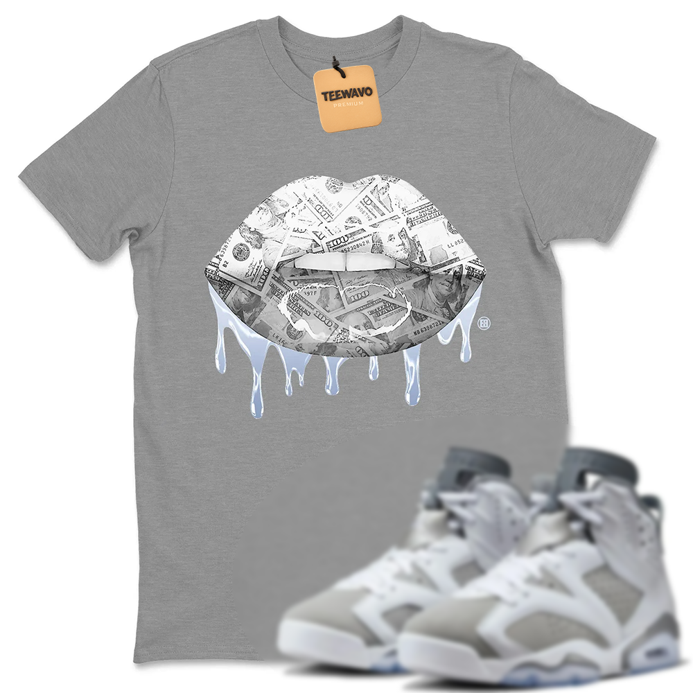 Money Lips Unisex Tops - AJ 6 Cool Grey