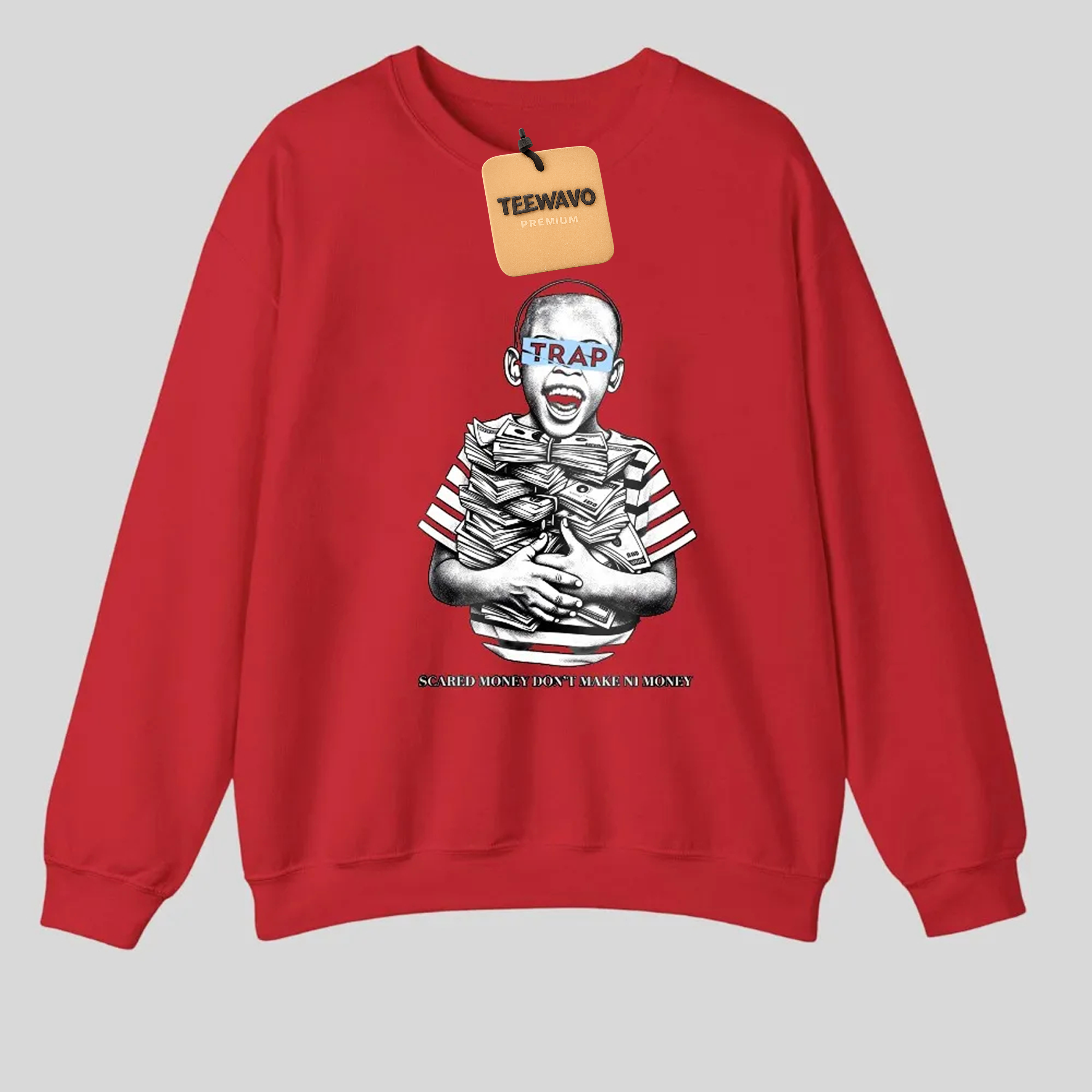 Trap Boy With Money Stack And Text tshirt 100% cotton