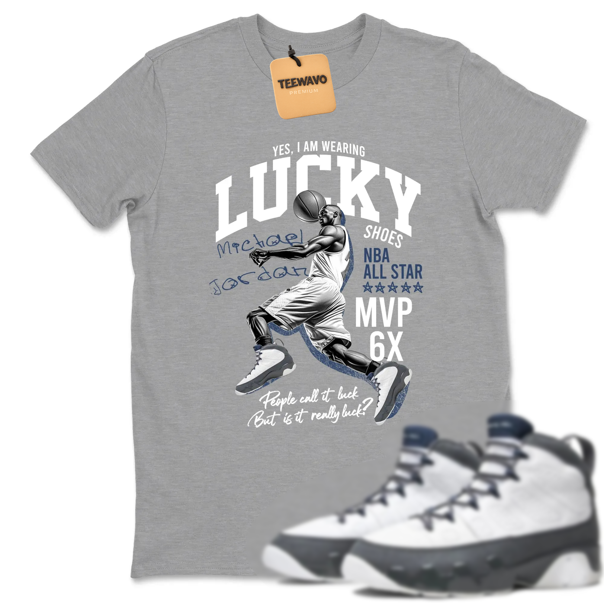 Lucky Player Sneaker Tees - AJ 9 Flint Grey