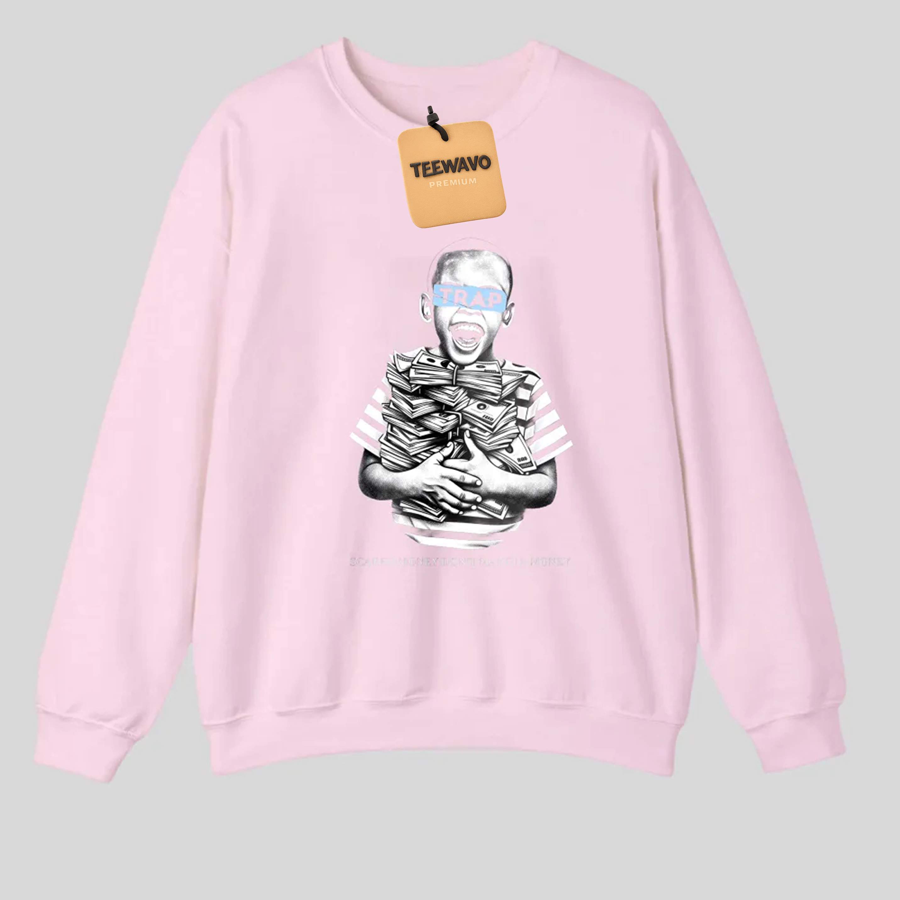 Trap Boy With Money Stack And Text tshirt 100% cotton